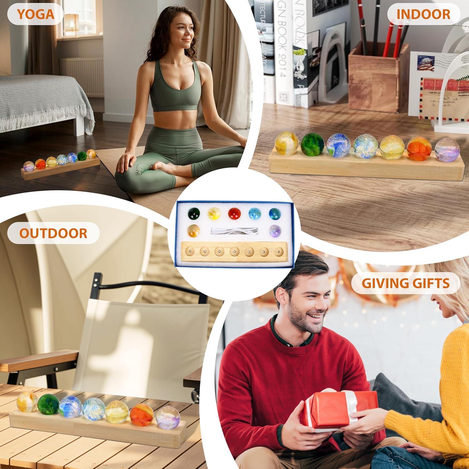 Conjunto 7 Esferas de Sanación Chakra NewRiu con Soporte LED