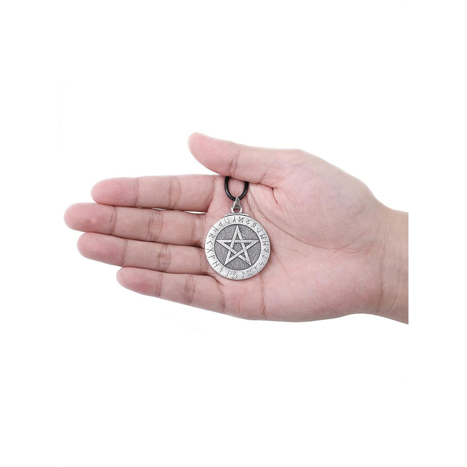 Collar Wiccan Pentáculo HAQUIL con Runas Futhark 40mm