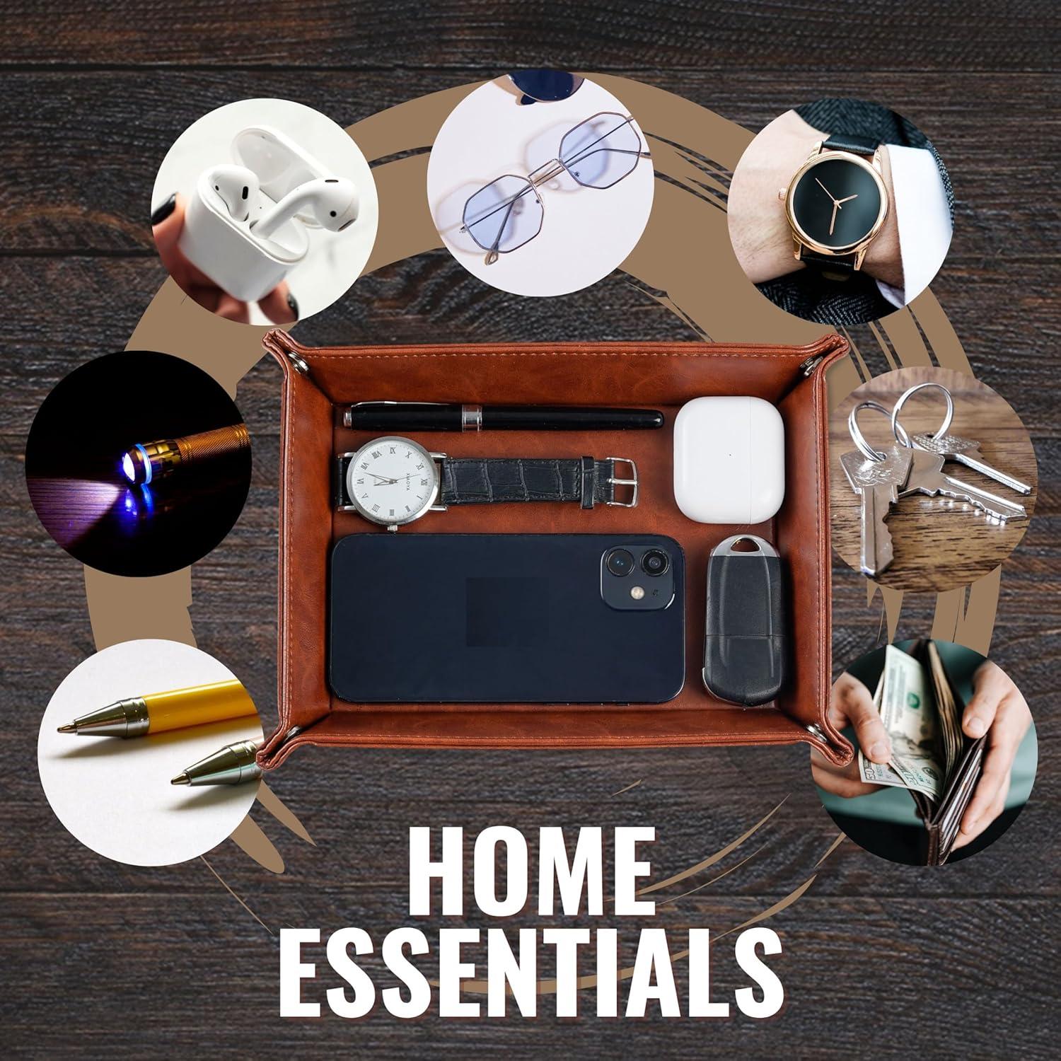 Bandeja de Valet InnoBeta de Cuero PU Marrón 21.84x17.78cm