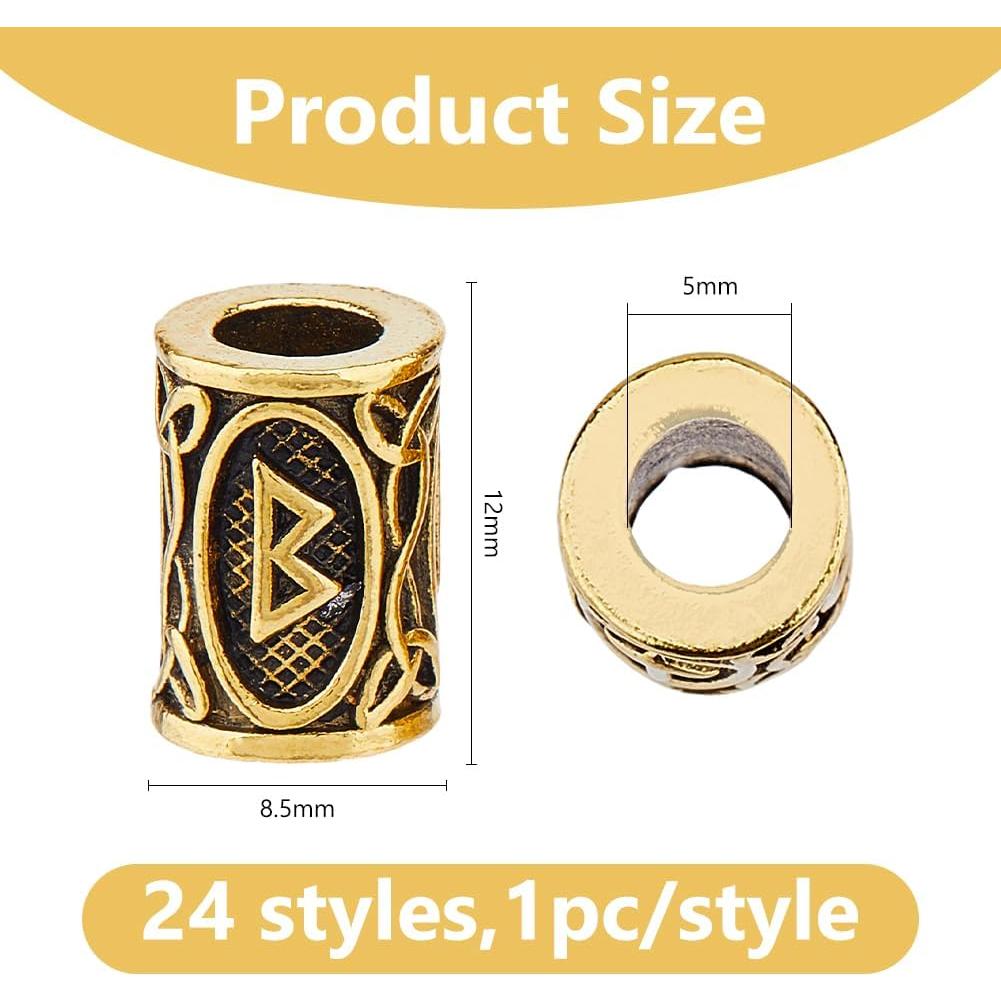 Cuentas Vikingas DICOSMETIC 24 Piezas Dorado Antiguo 8.5mm