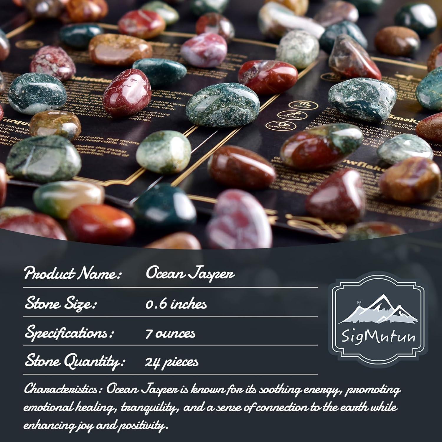 Juego de Piedras de Cristal Sanador Ocean Jasper - 24 Piezas 1.5 cm