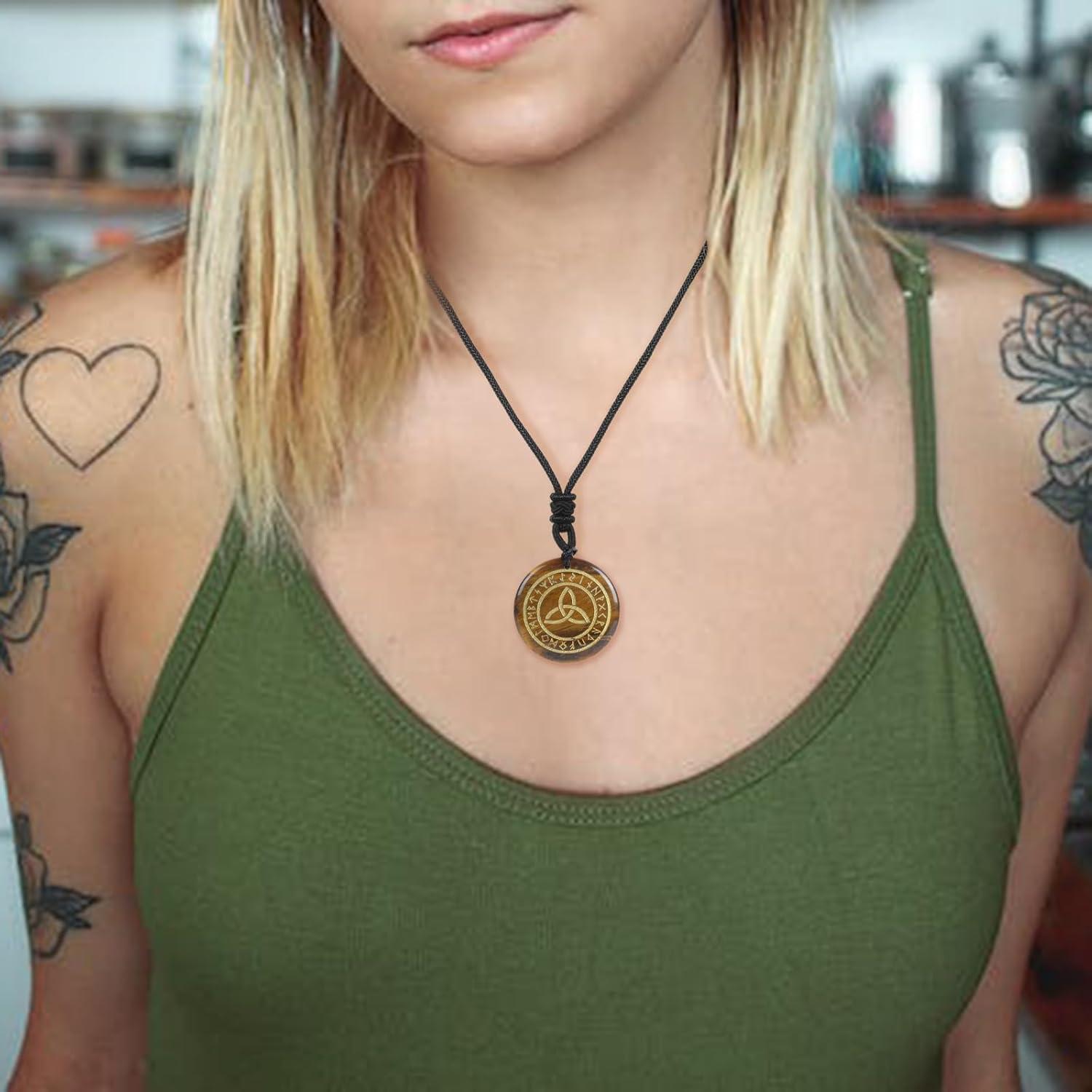 Colgante de Cristal Sanador Ojo de Tigre 30mm para Hombre y Mujer