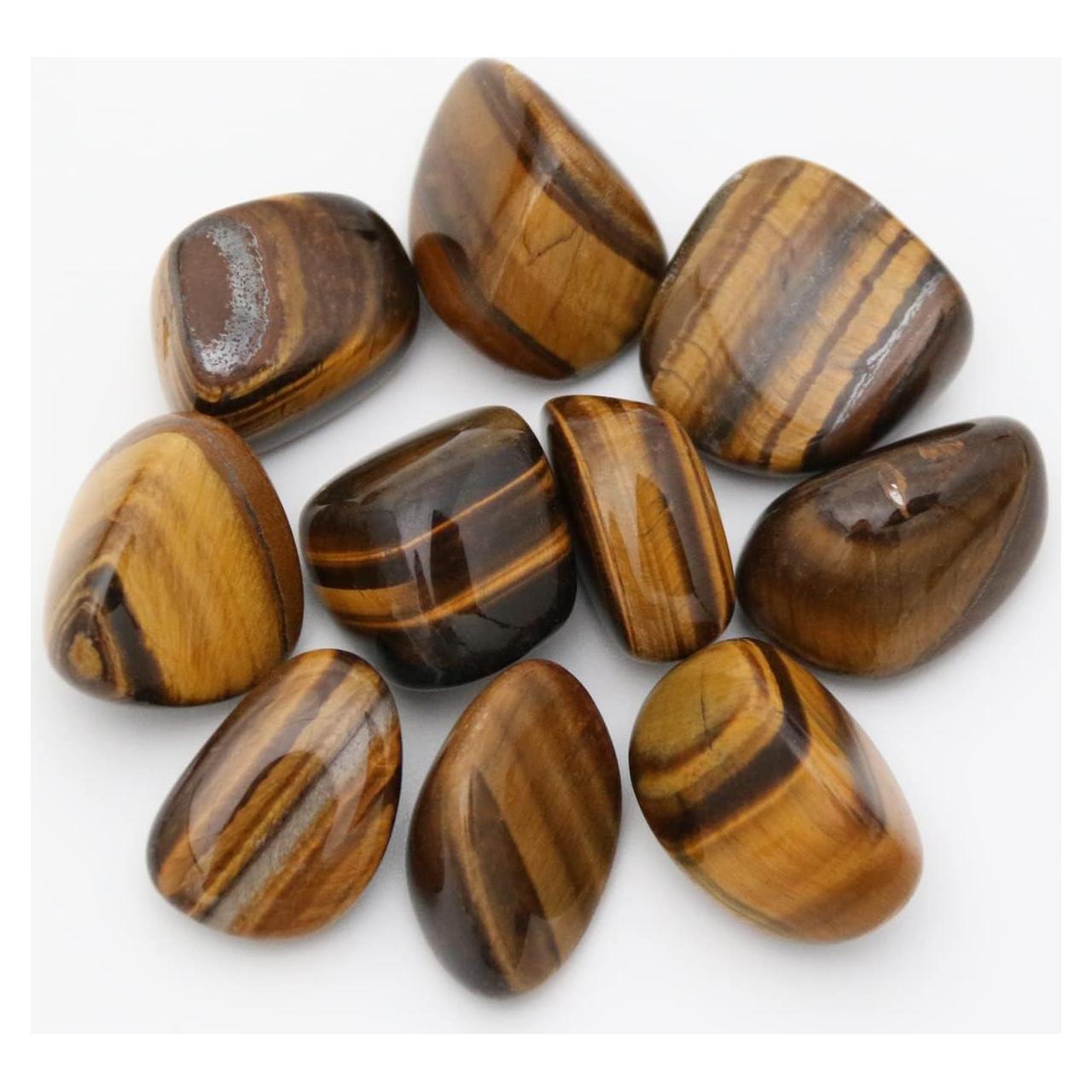 Piedras de Ojo de Tigre Pulidas 10 Piezas - Cristales de Sanación