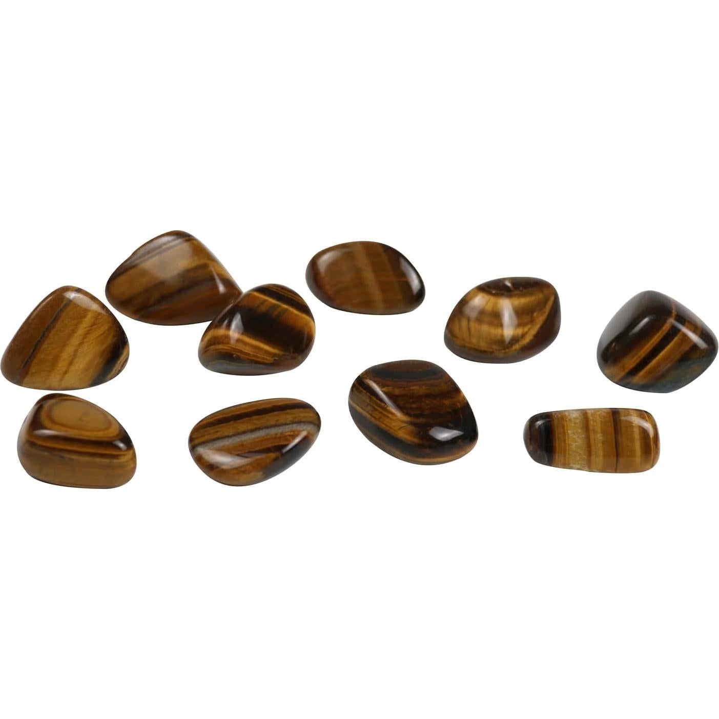 Piedras de Ojo de Tigre Pulidas 10 Piezas - Cristales de Sanación