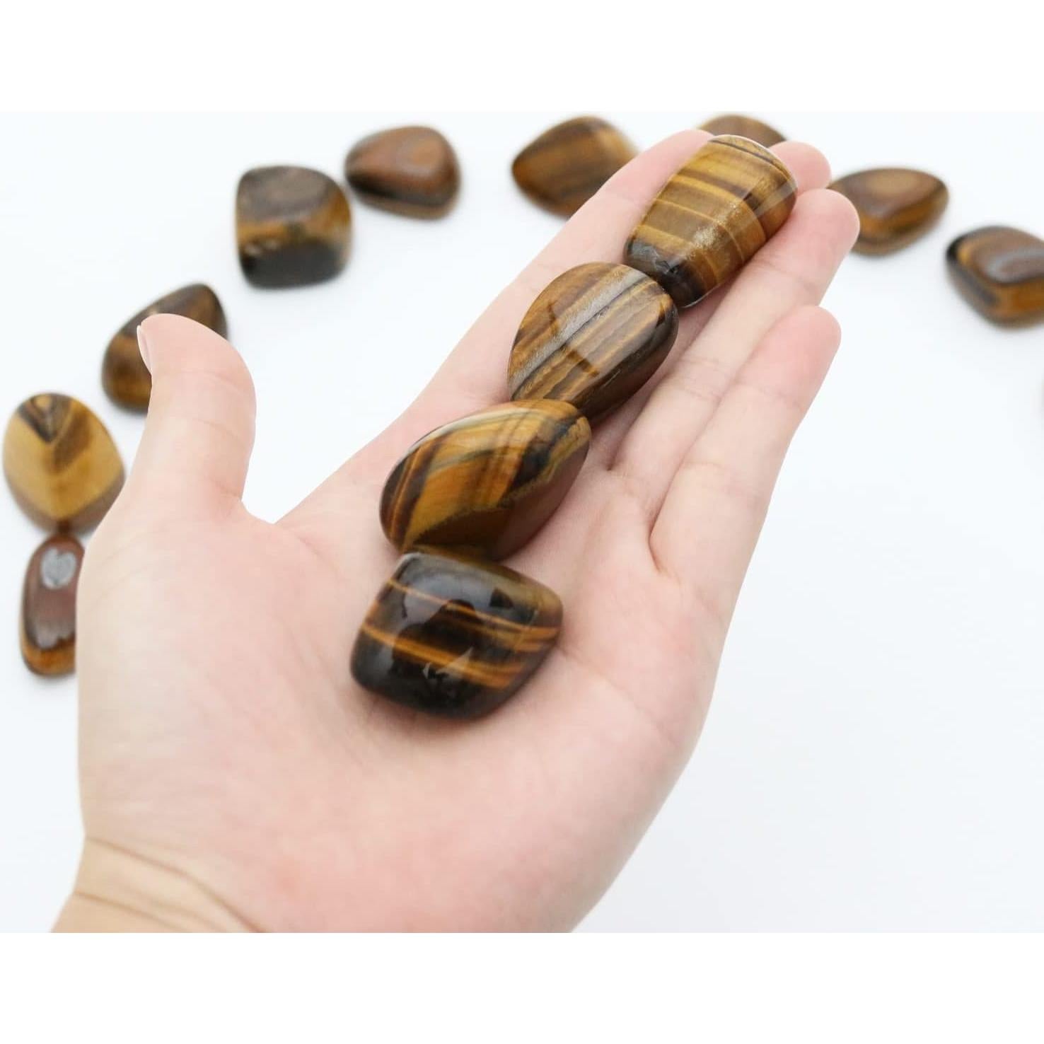 Piedras de Ojo de Tigre Pulidas 10 Piezas - Cristales de Sanación