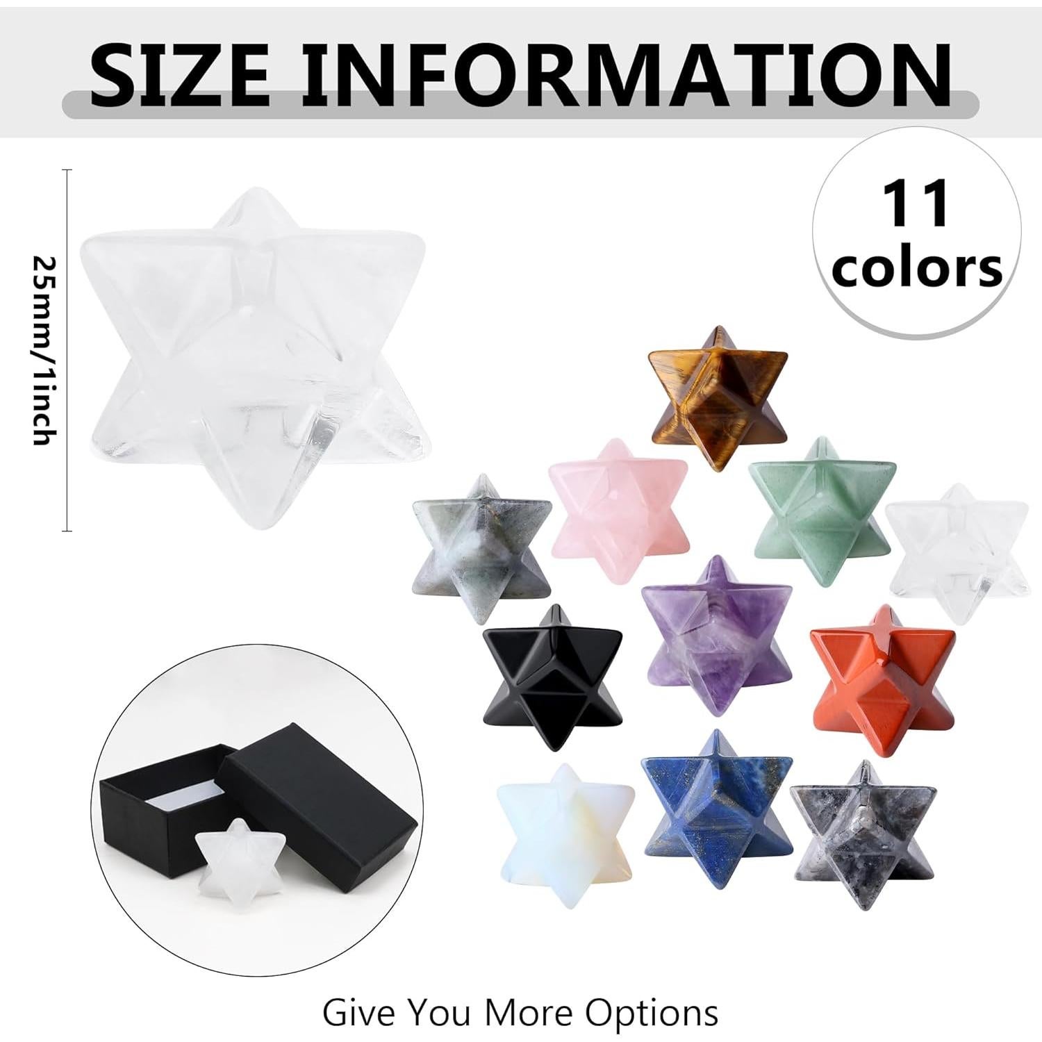 Cristal Merkaba de Cuarzo Claro QINJIEJIE 2.54 cm Sanación