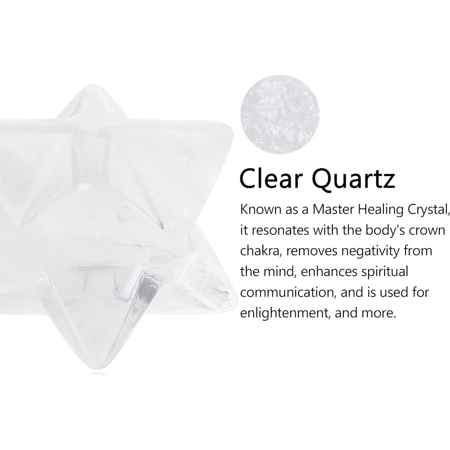 Cristal Merkaba de Cuarzo Claro QINJIEJIE 2.54 cm Sanación