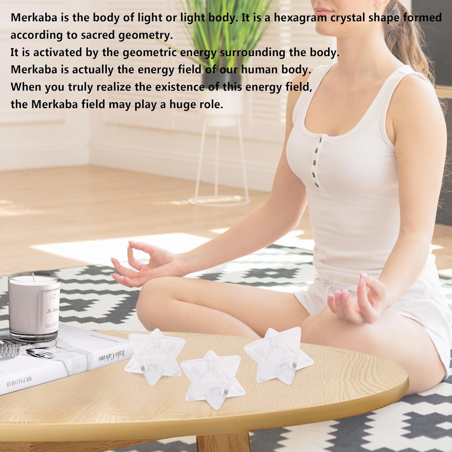 Cristal Merkaba de Cuarzo Claro QINJIEJIE 2.54 cm Sanación