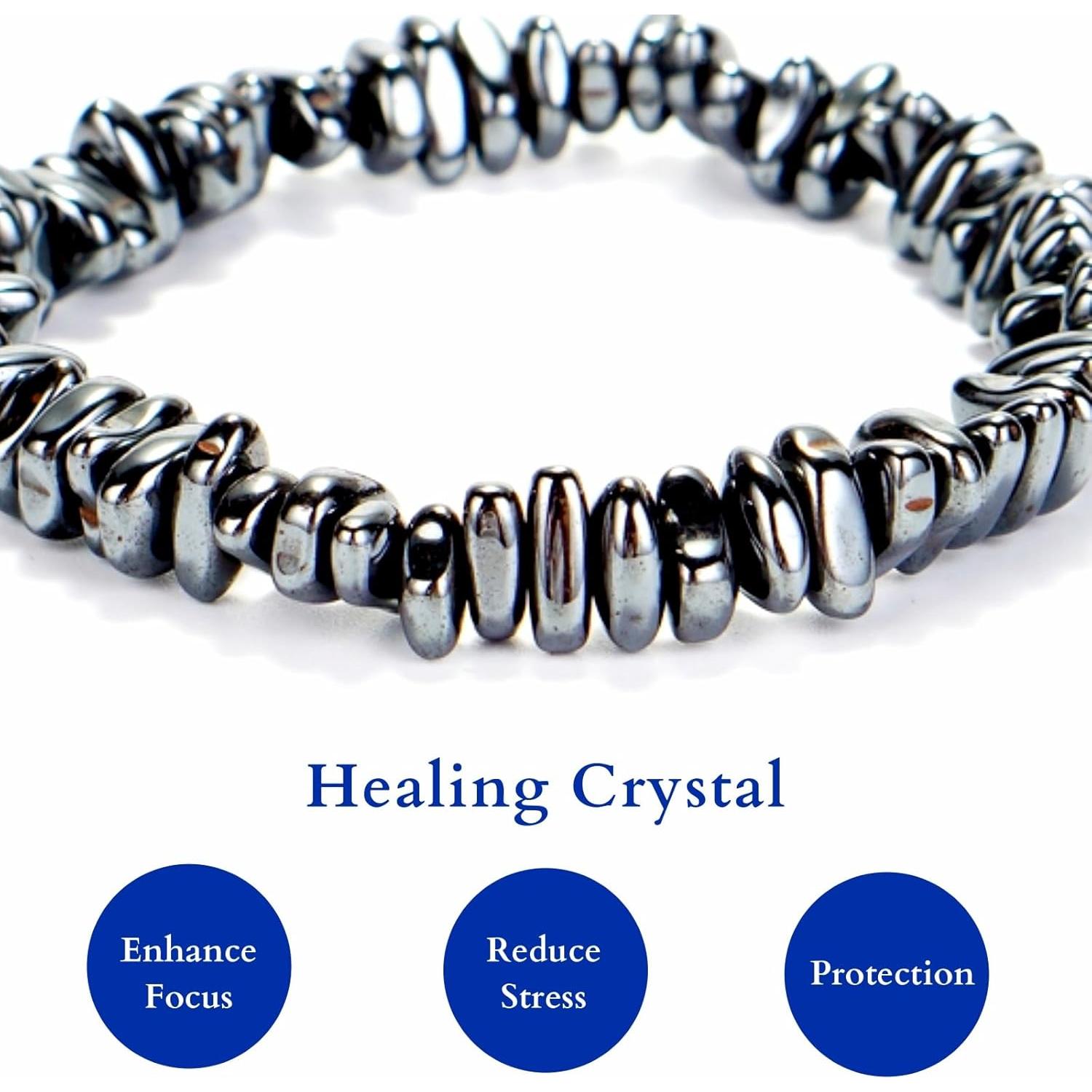 Pulsera de Hematita Natural Unisex - Alivio de Ansiedad y Energía Positiva