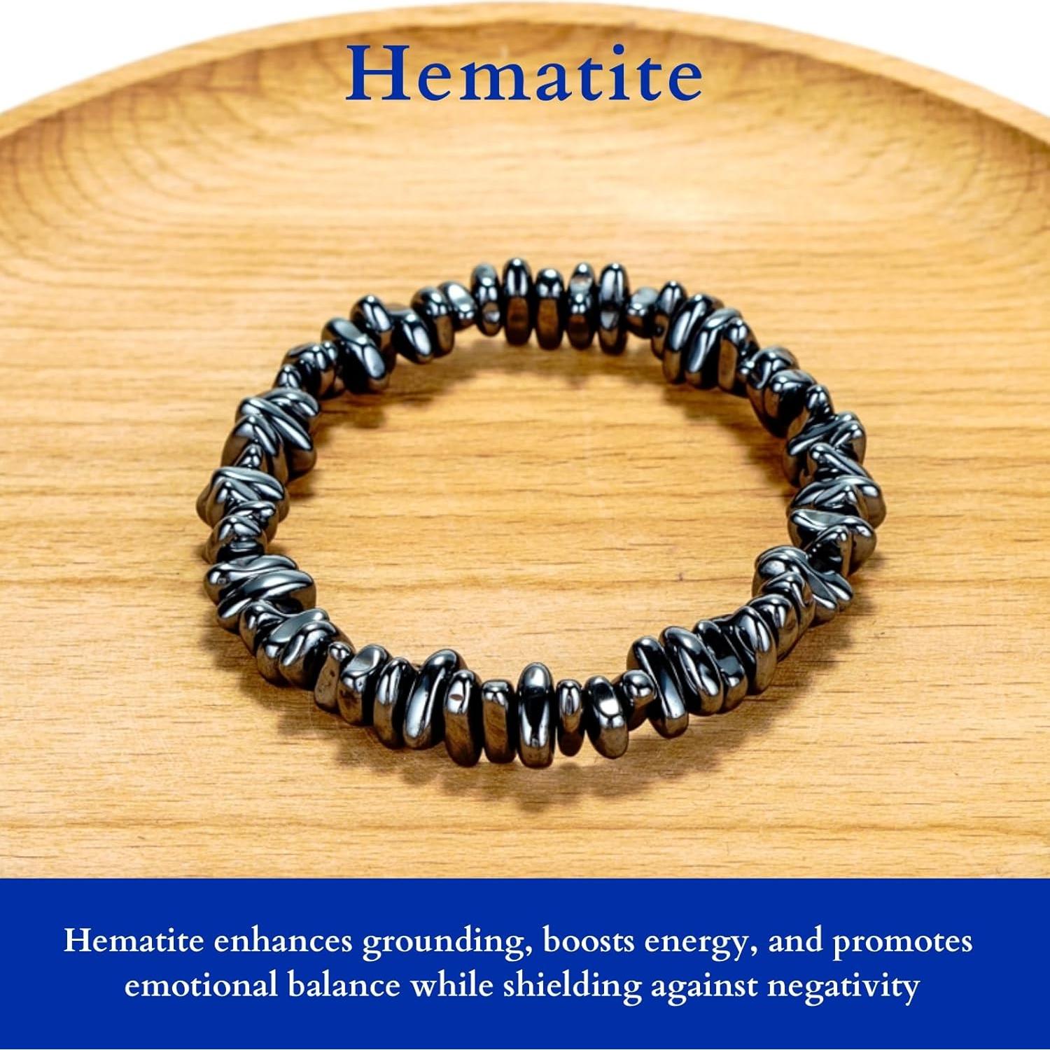 Pulsera de Hematita Natural Unisex - Alivio de Ansiedad y Energía Positiva