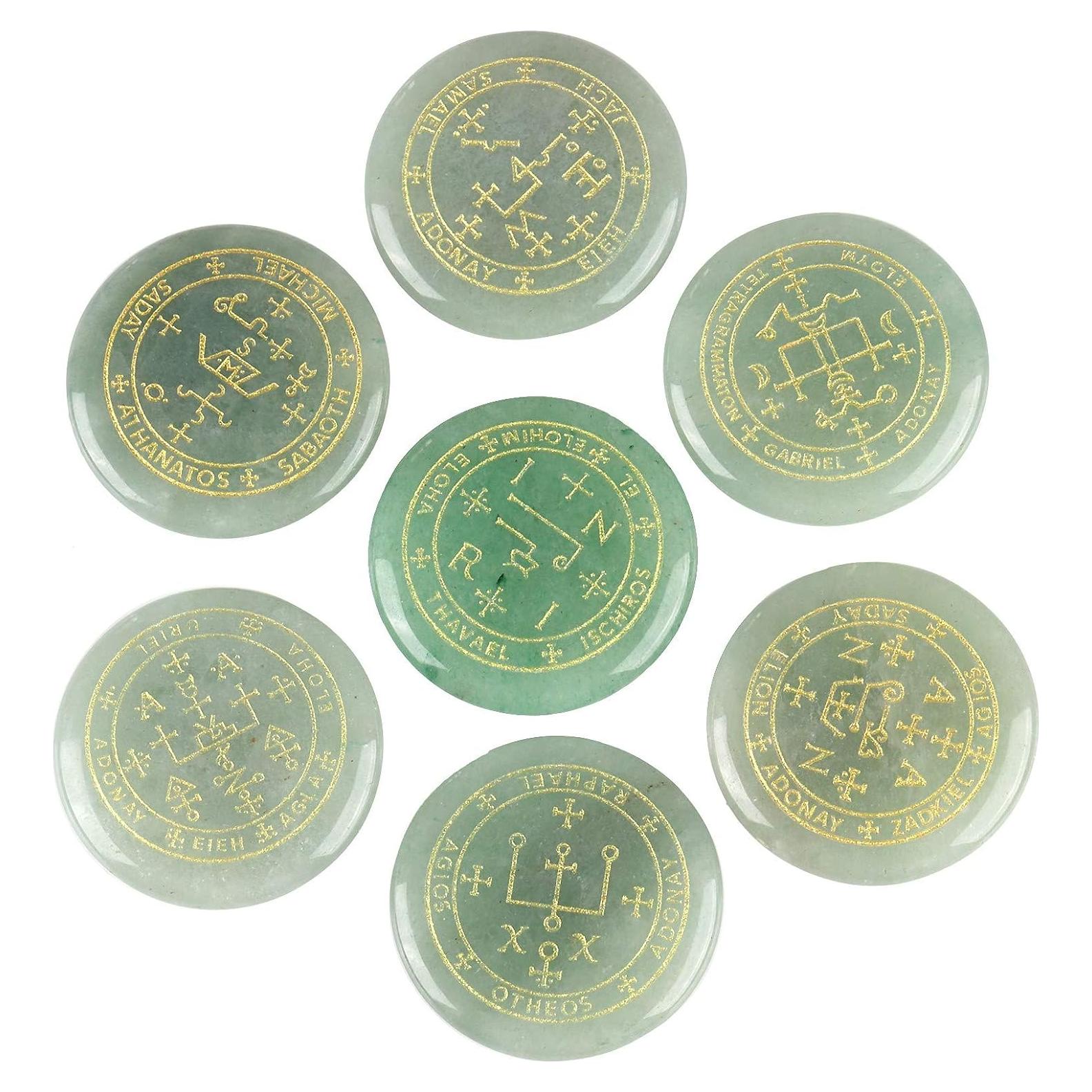 Conjunto de 7 Talismanes de Piedra SUNYIK Aventurina Verde