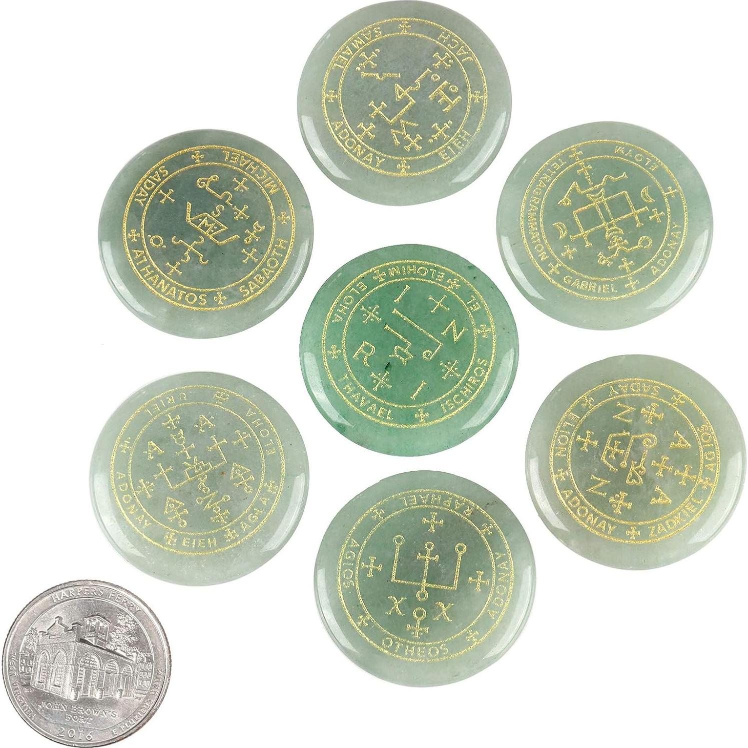 Conjunto de 7 Talismanes de Piedra SUNYIK Aventurina Verde