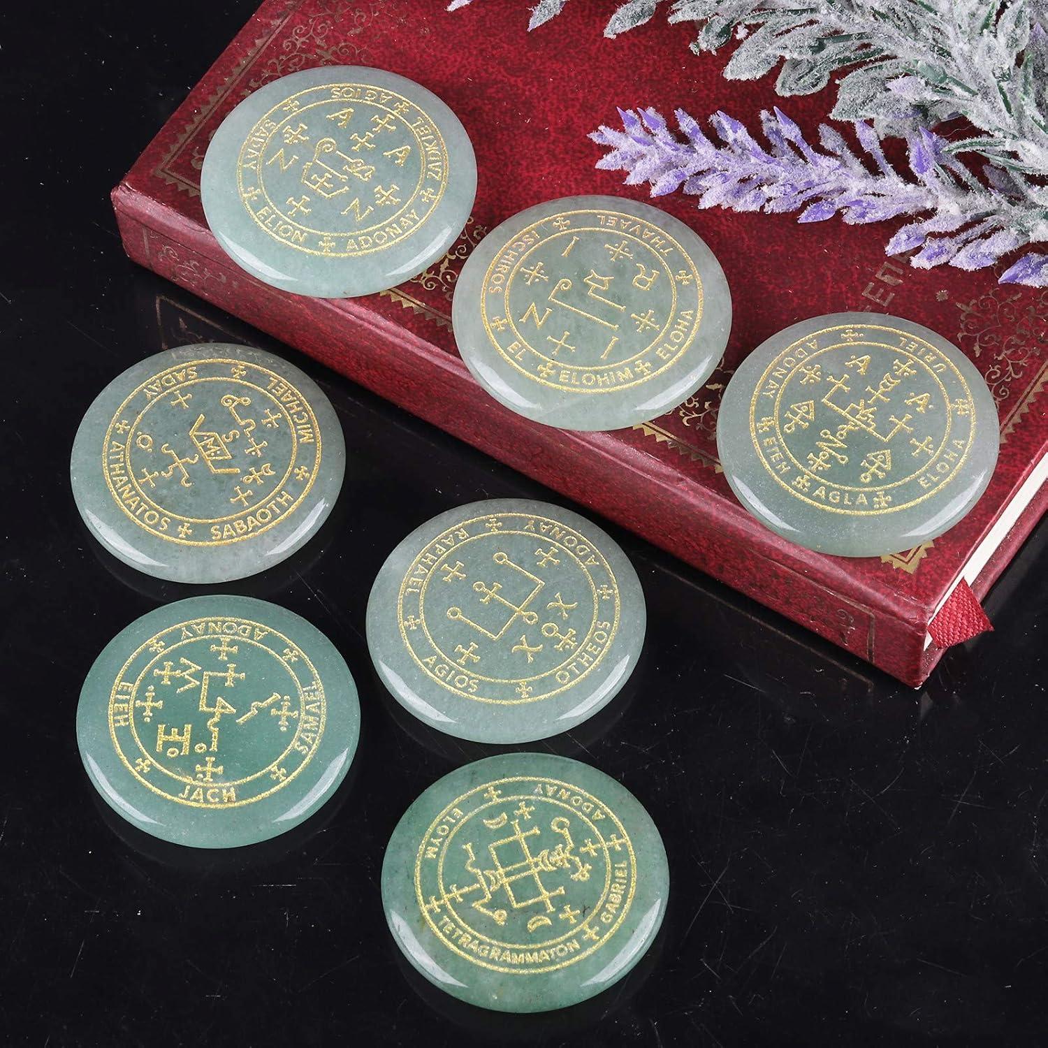 Conjunto de 7 Talismanes de Piedra SUNYIK Aventurina Verde