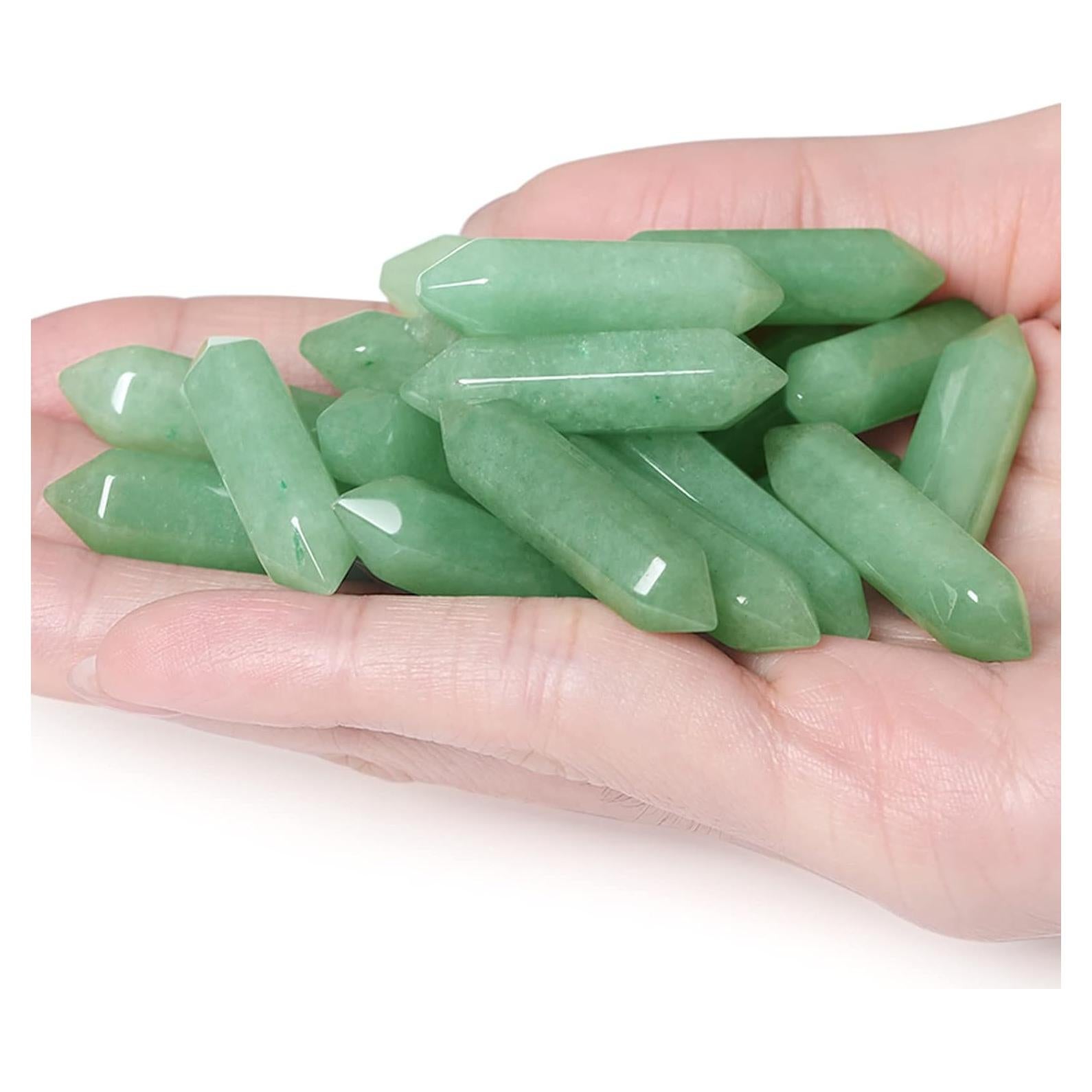 Set 10 Varitas de Cristal Aventurina Verde Hexagonales