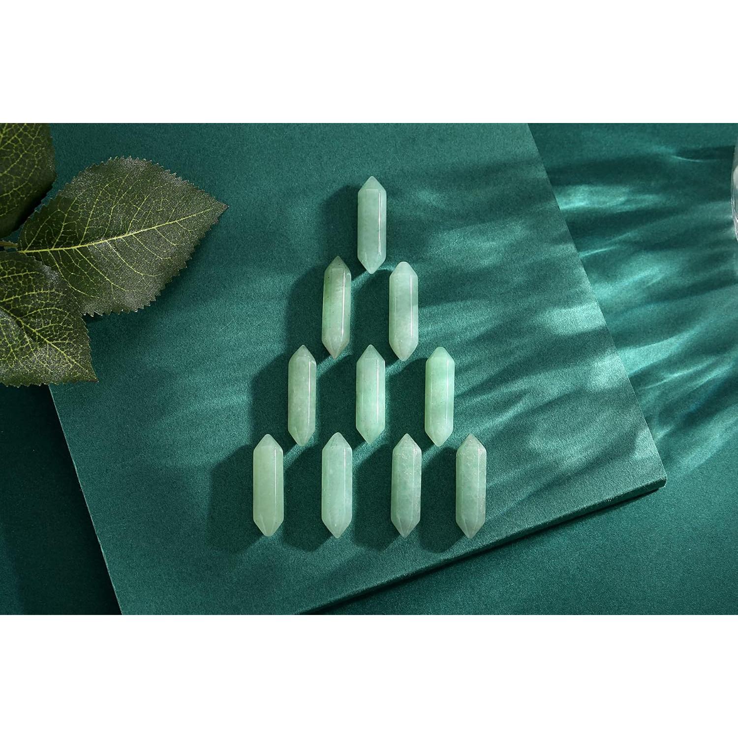 Set 10 Varitas de Cristal Aventurina Verde Hexagonales