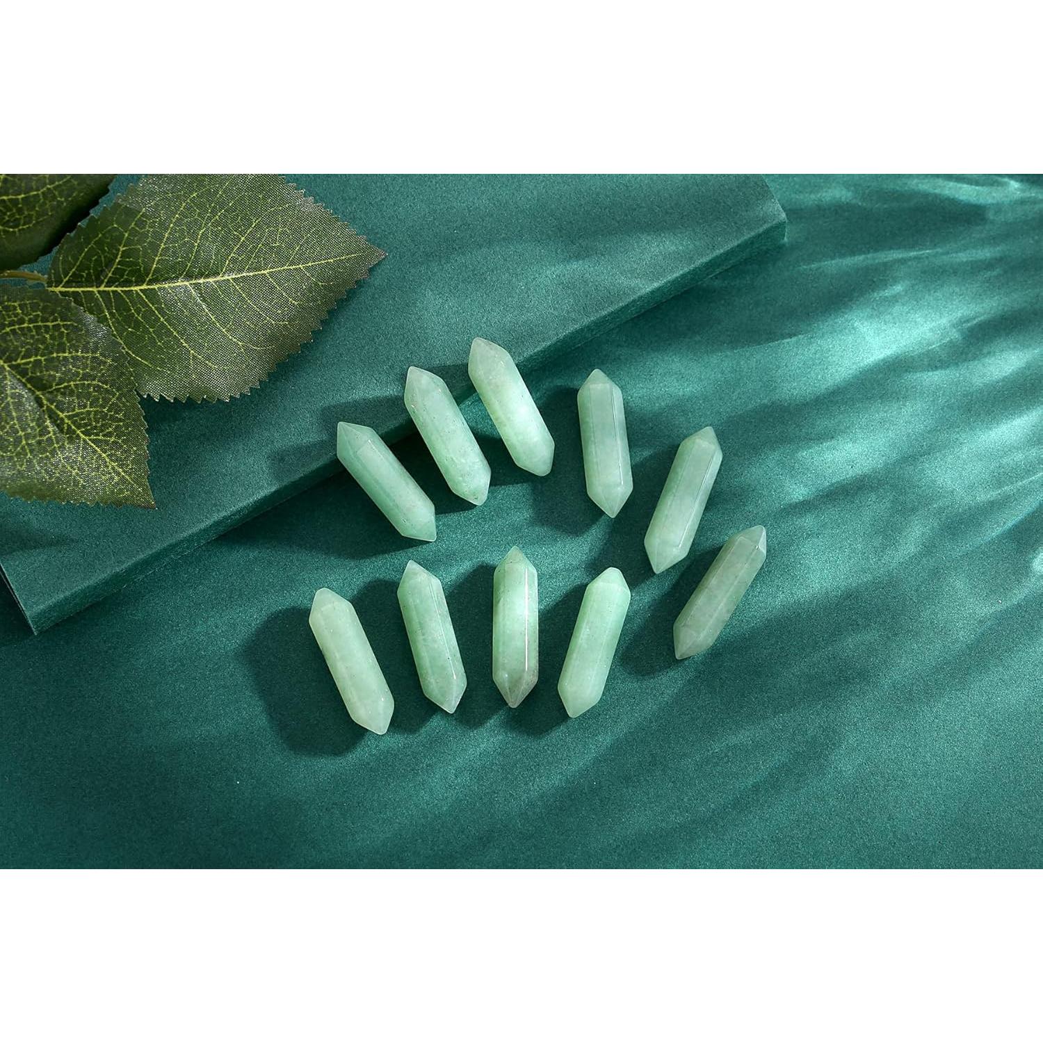 Set 10 Varitas de Cristal Aventurina Verde Hexagonales