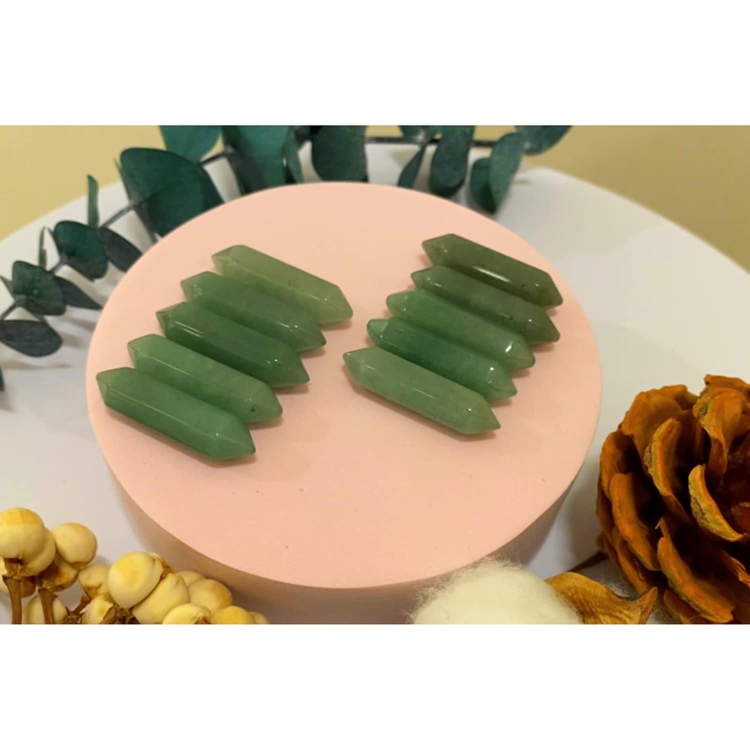 Set 10 Varitas de Cristal Aventurina Verde Hexagonales