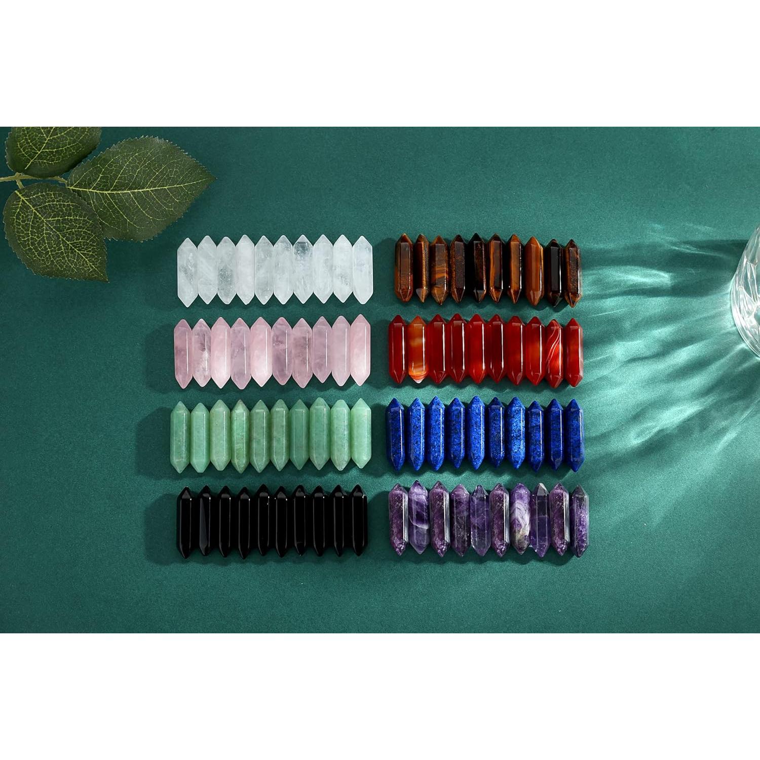 Set 10 Varitas de Cristal Aventurina Verde Hexagonales