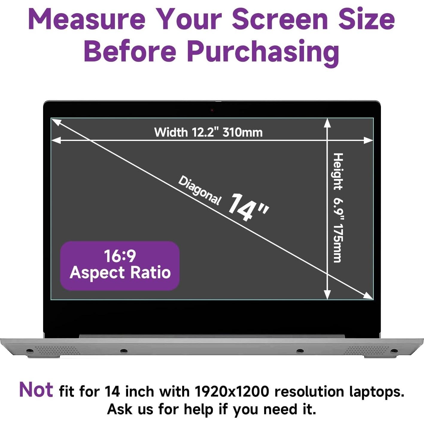 Paquete de 2 Protectores de Pantalla 14" Anti Luz Azul ANTOGOO V