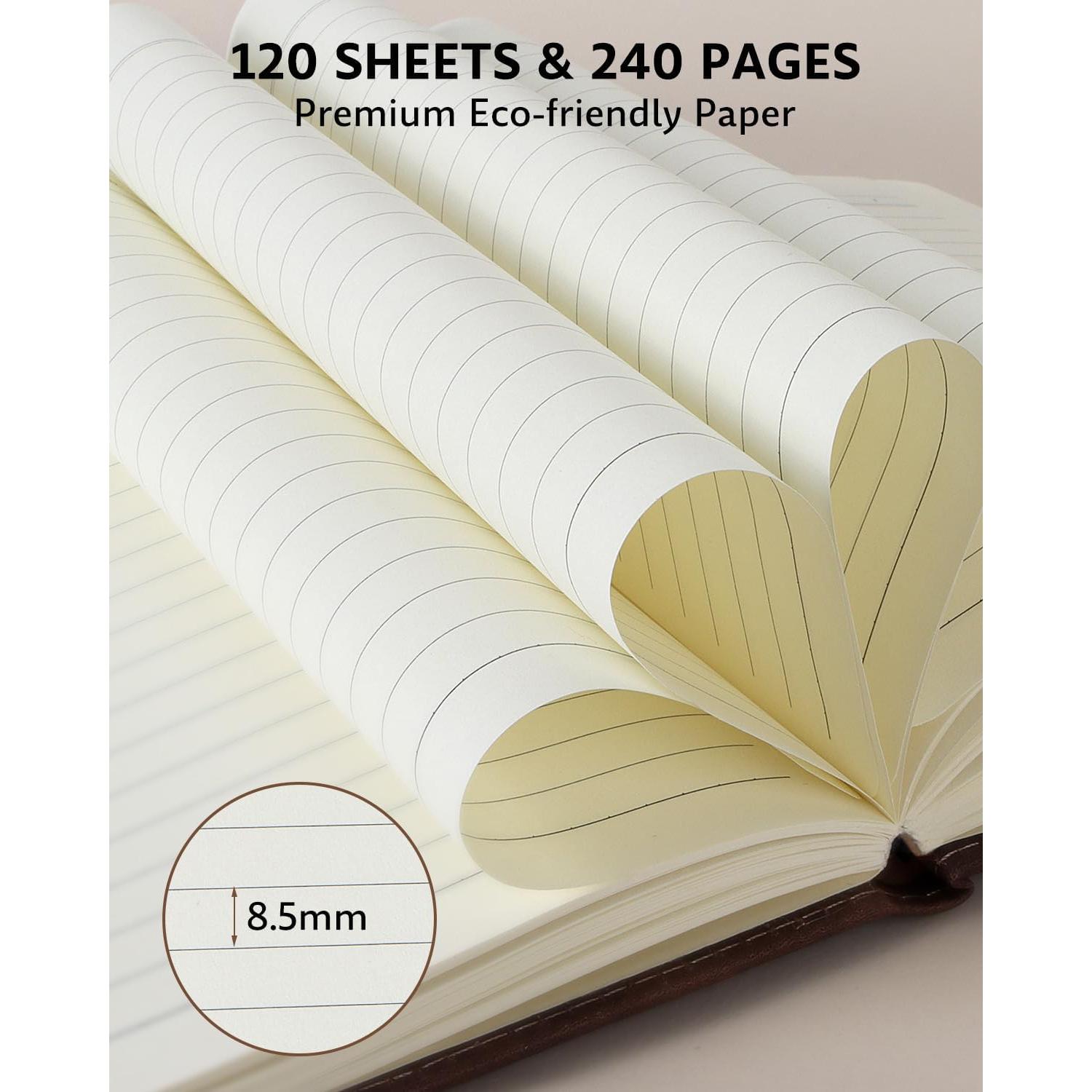 Cuaderno A5 HULIPARK de Cuero PU Marrón con Bolígrafo y Cierre Magnético