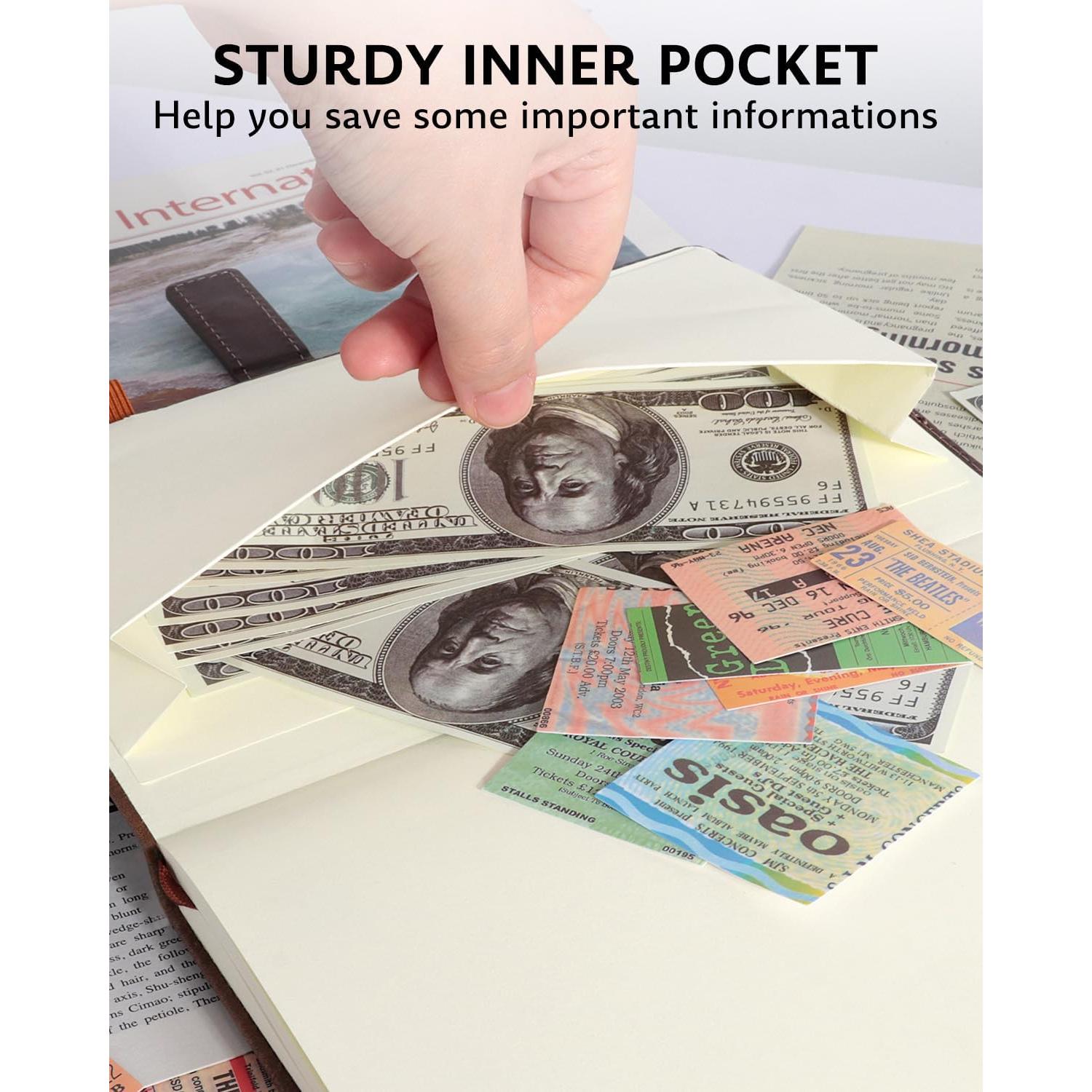 Cuaderno A5 HULIPARK de Cuero PU Marrón con Bolígrafo y Cierre Magnético