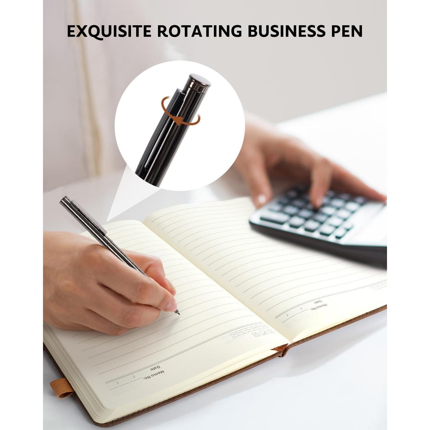 Cuaderno A5 HULIPARK de Cuero PU Marrón con Bolígrafo y Cierre Magnético