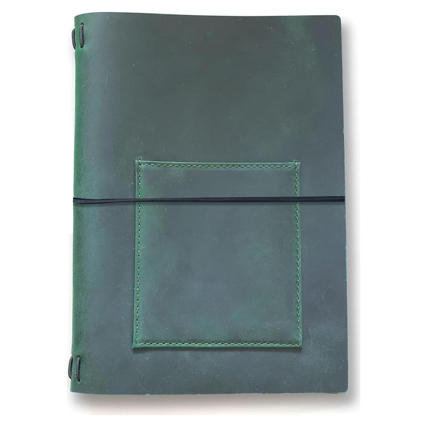 Cubierta de Cuaderno A5 KISSKI de Cuero Verde Recargable