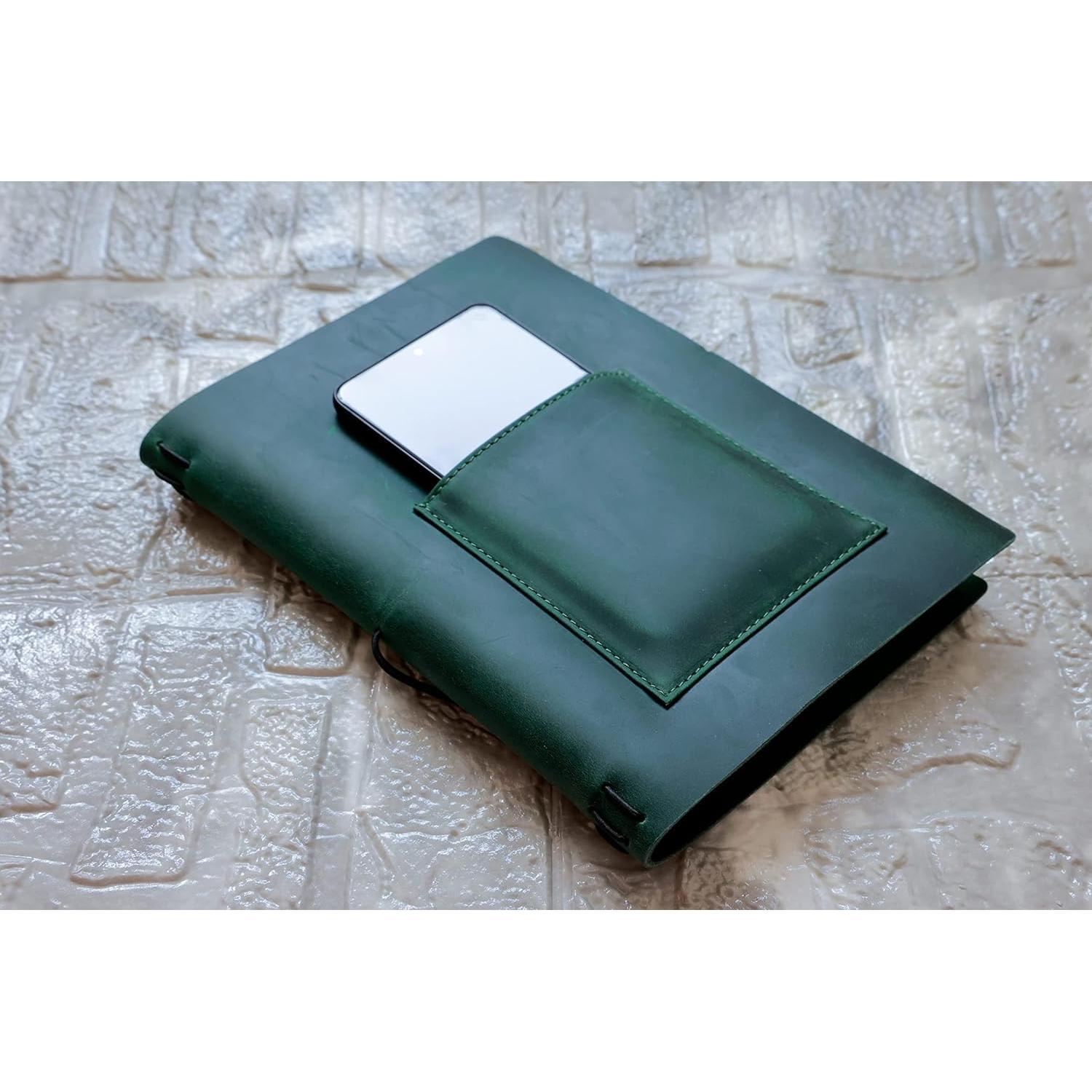 Cubierta de Cuaderno A5 KISSKI de Cuero Verde Recargable