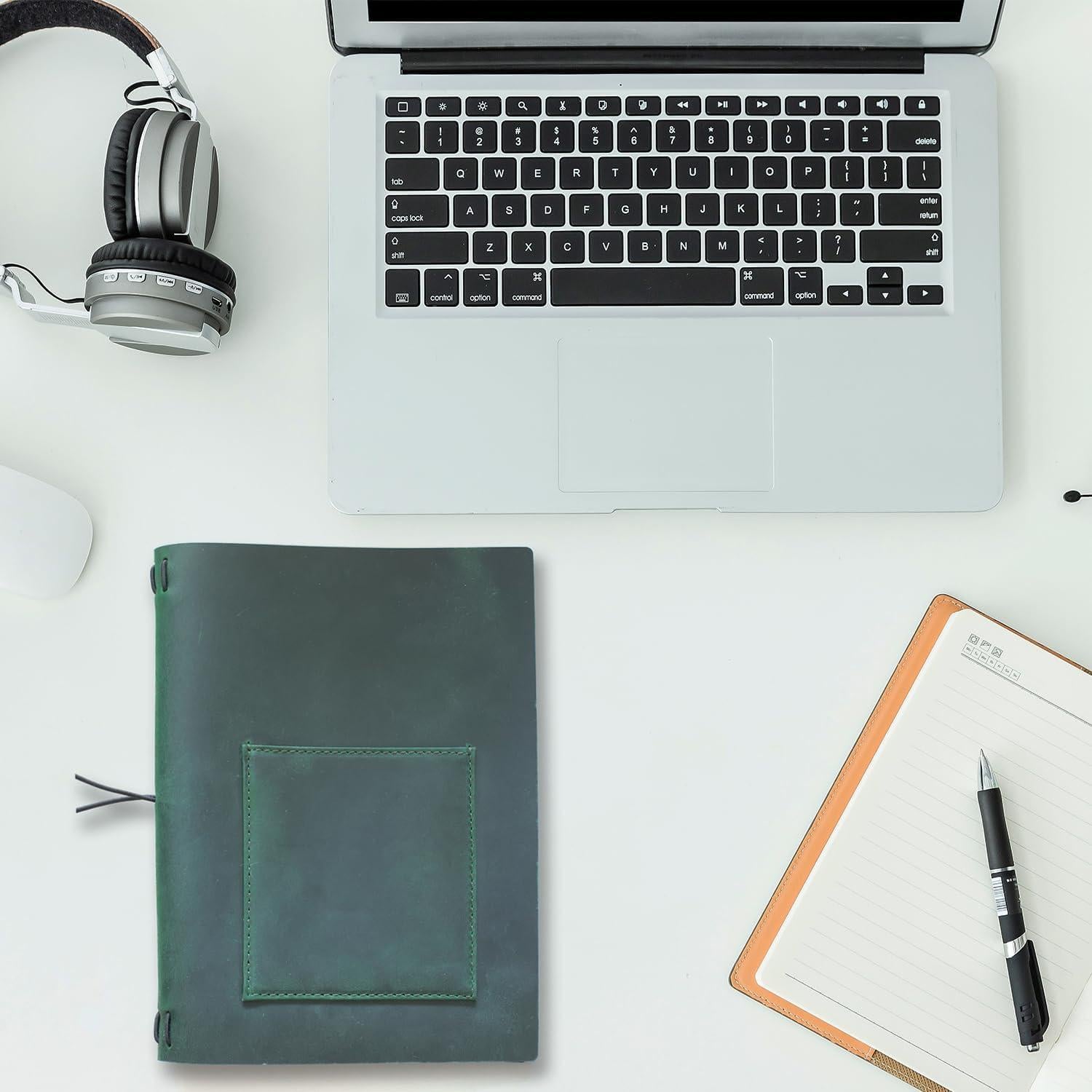 Cubierta de Cuaderno A5 KISSKI de Cuero Verde Recargable