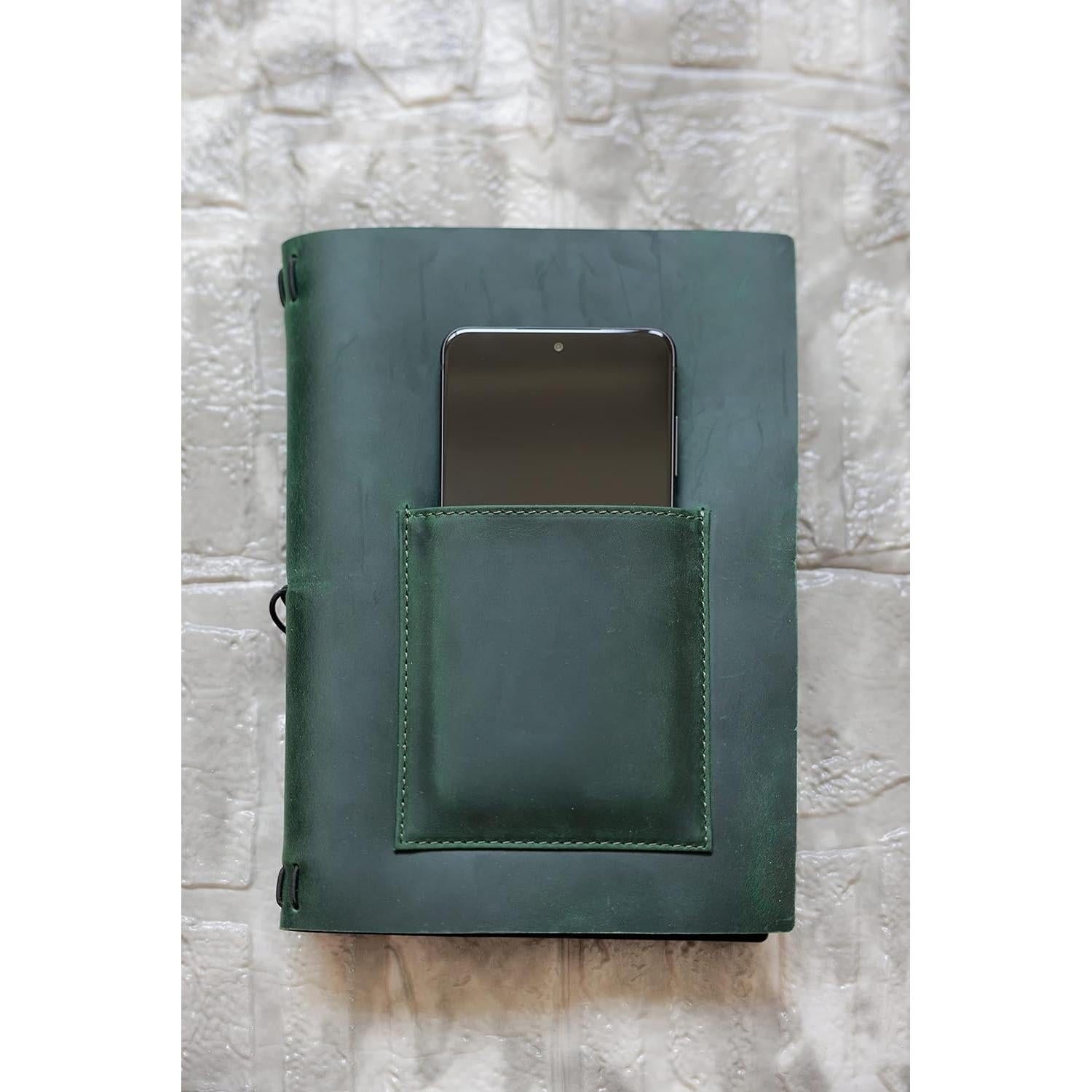 Cubierta de Cuaderno A5 KISSKI de Cuero Verde Recargable