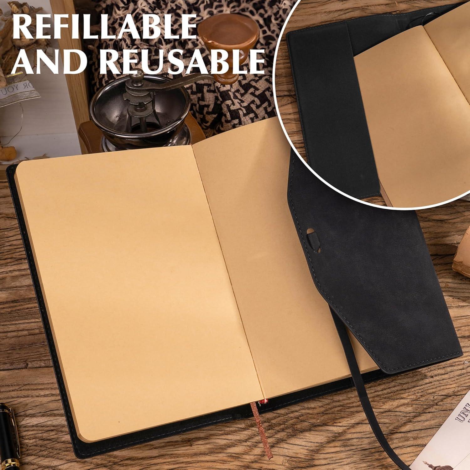 Diario Vintage MINICAGIE de Piel Negra 160 Páginas 15x22 cm