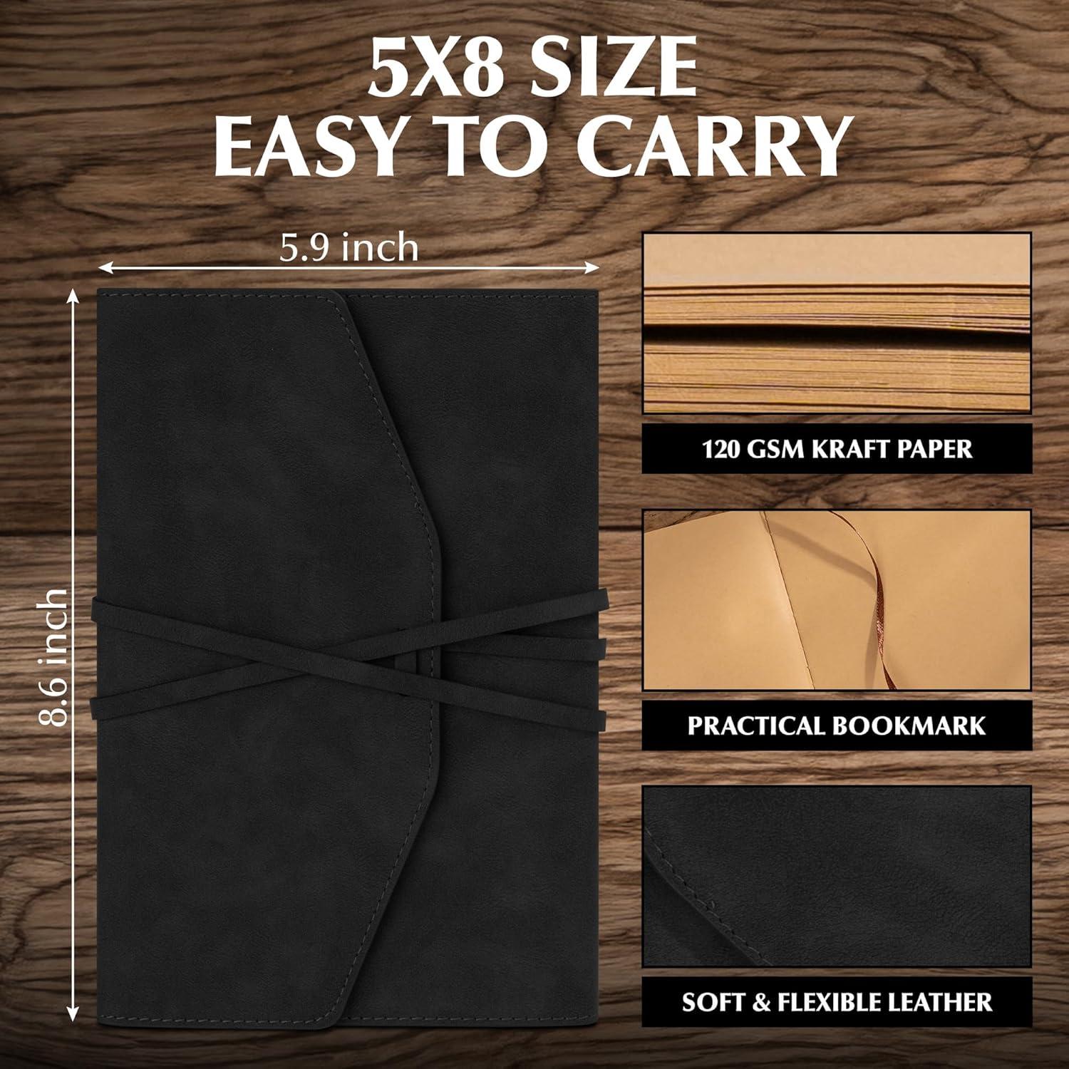 Diario Vintage MINICAGIE de Piel Negra 160 Páginas 15x22 cm