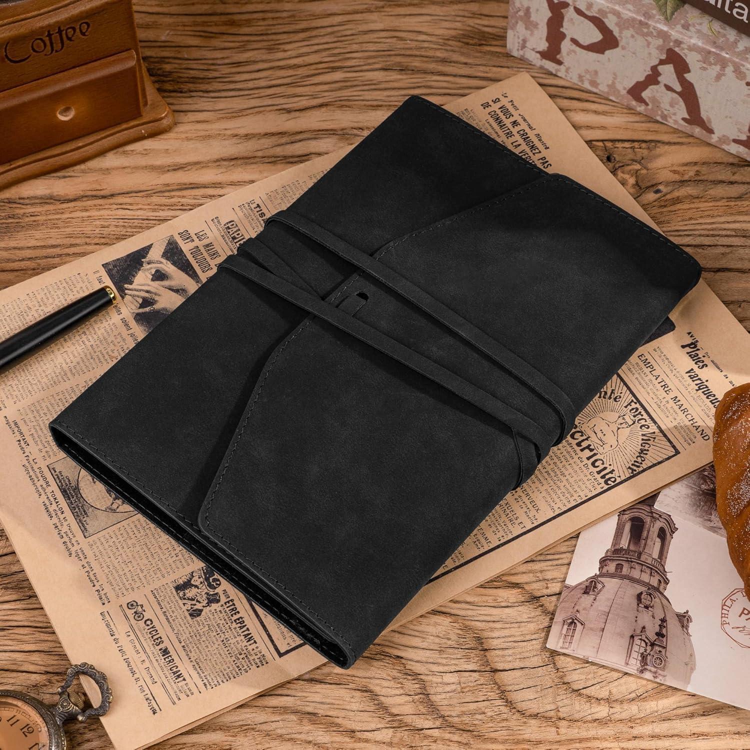 Diario Vintage MINICAGIE de Piel Negra 160 Páginas 15x22 cm