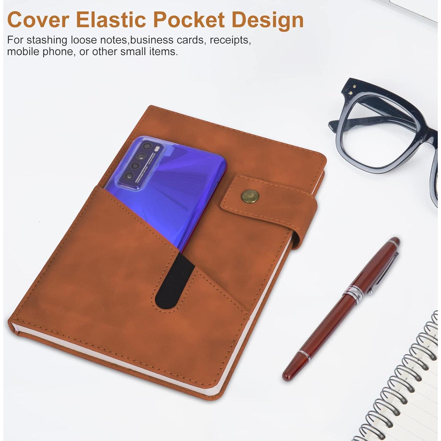 Diario A5 de Cuero Marrón vfaejll con Bolígrafos y Caja