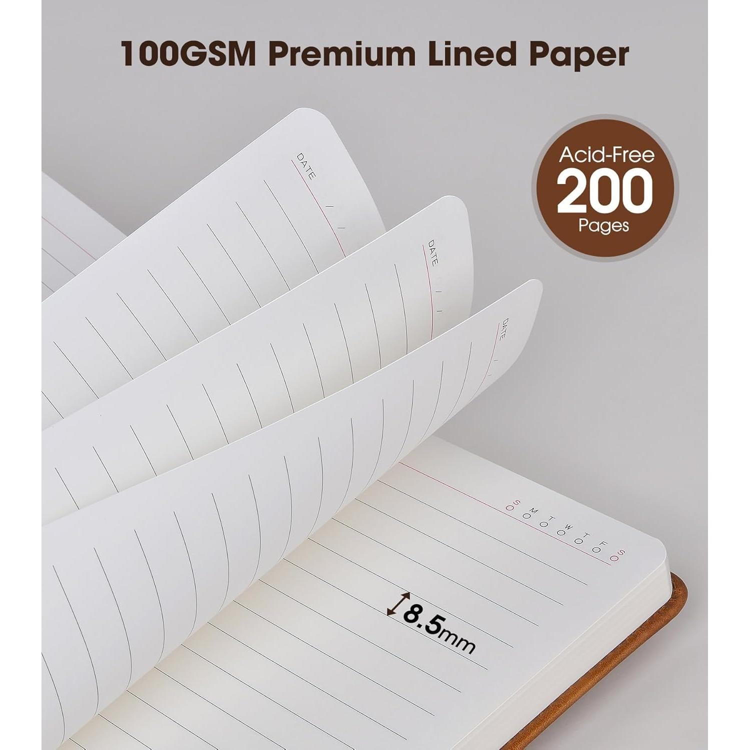 Diario A5 de Cuero Marrón vfaejll con Bolígrafos y Caja