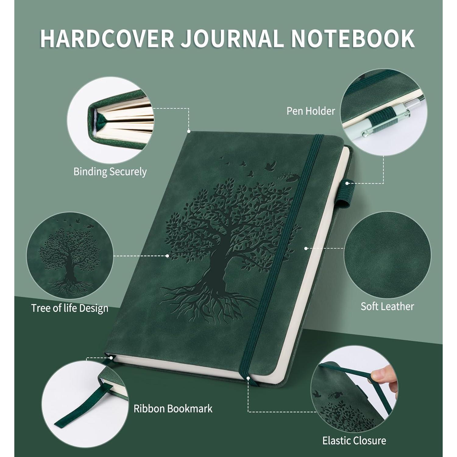 Cuaderno A5 Rayado de Tapa Dura Cuero ALKALO Verde 200 Páginas