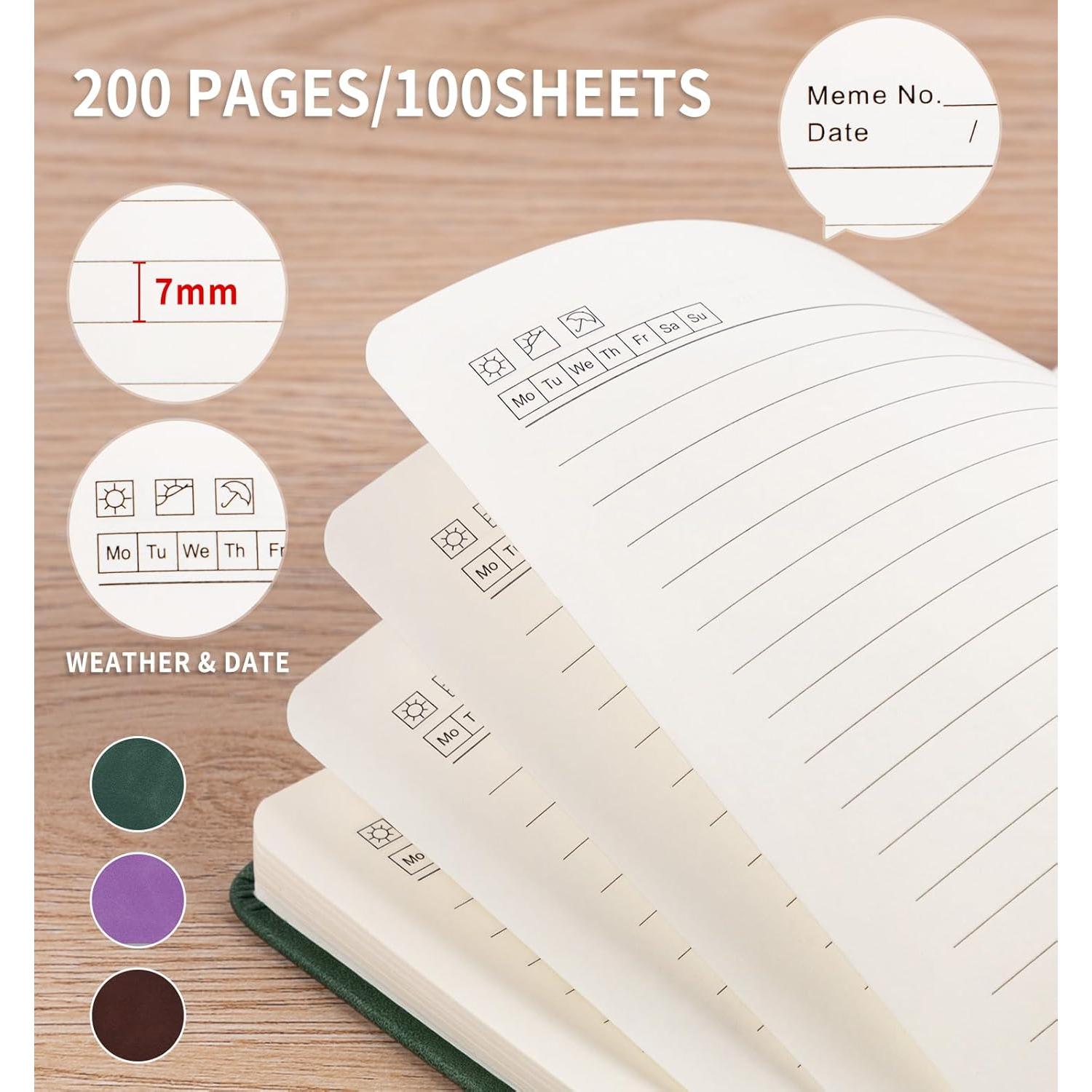 Cuaderno A5 Rayado de Tapa Dura Cuero ALKALO Verde 200 Páginas