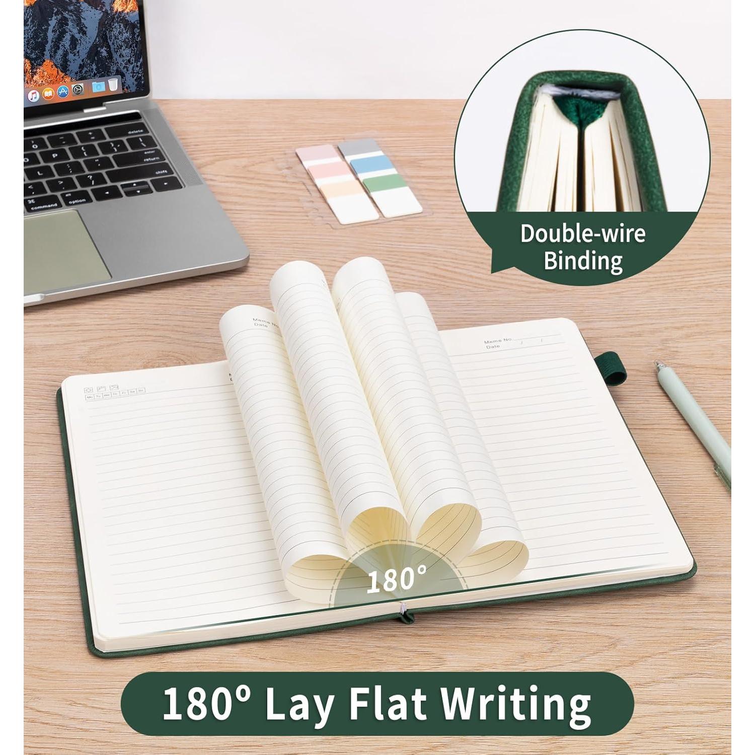 Cuaderno A5 Rayado de Tapa Dura Cuero ALKALO Verde 200 Páginas