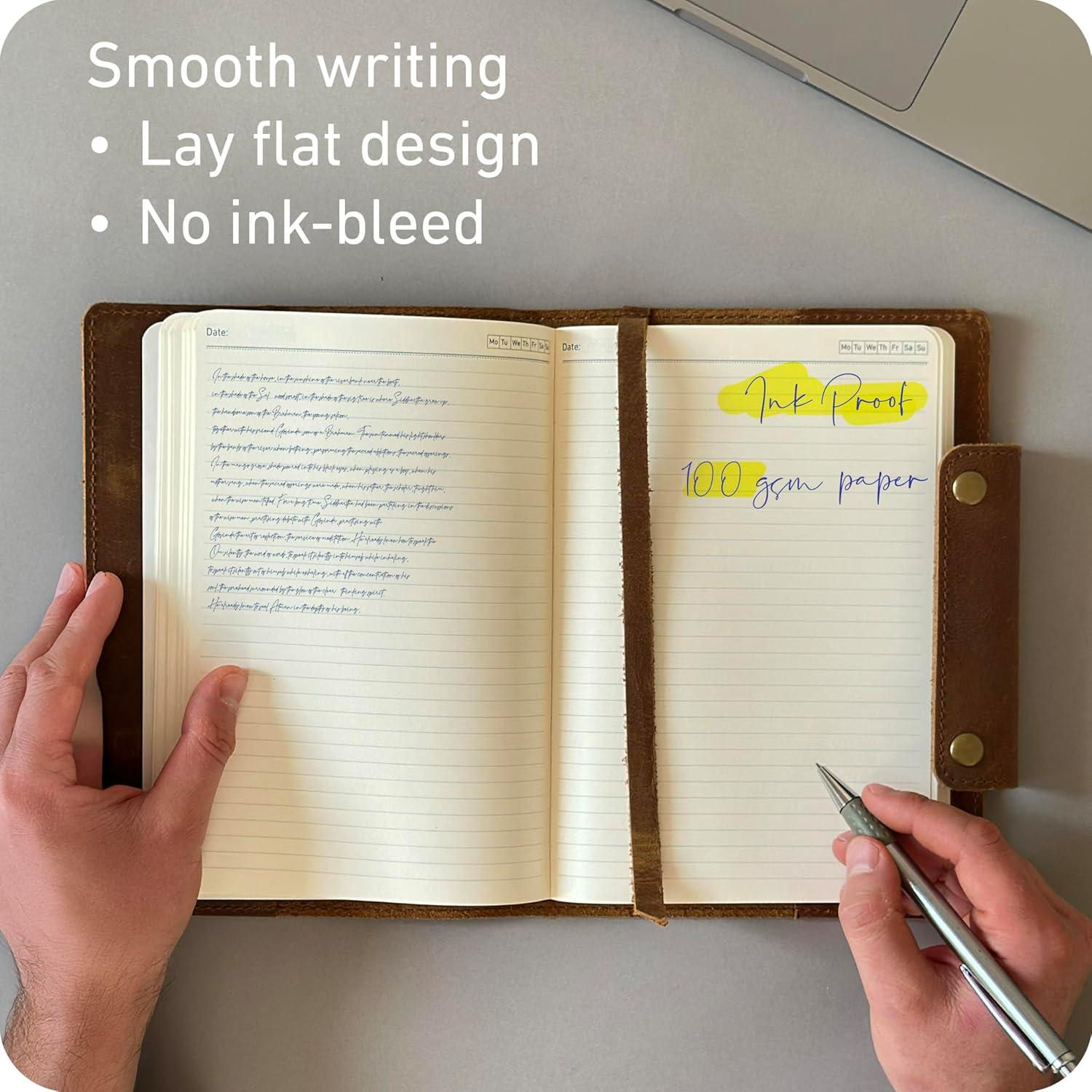 Diario de Cuero Genuino Le Vent A5 Recargable 360 Páginas Rayadas