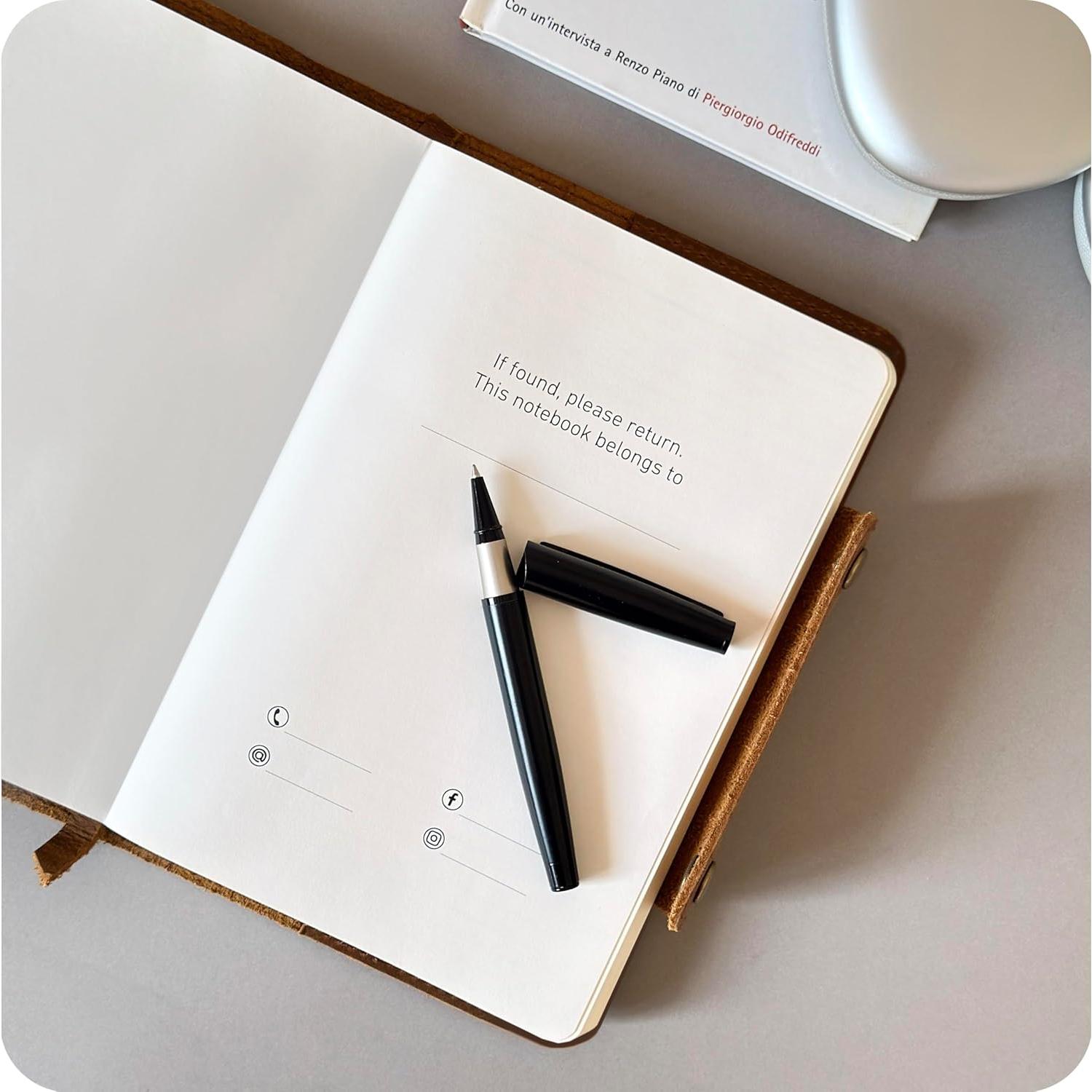 Diario de Cuero Genuino Le Vent A5 Recargable 360 Páginas Rayadas