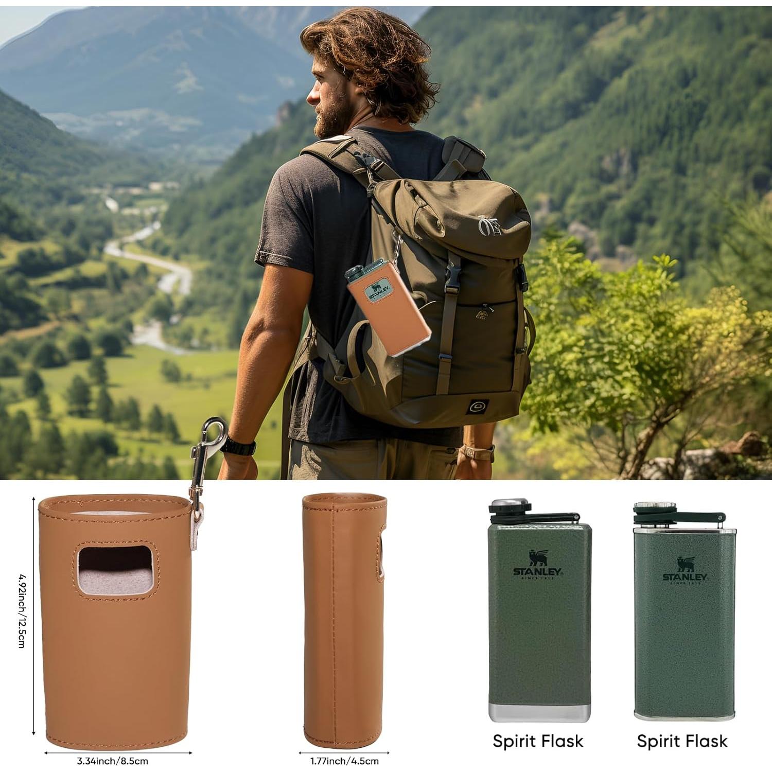 Funda de Cuero DITNAPY para Frasco Stanley 236ml con Embudo