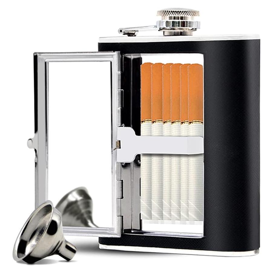 Frasco de Cadera Kitwinney 180ml Acero Inoxidable Negro con Embudo