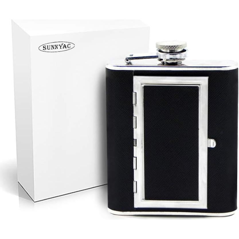 Frasco de Cadera Kitwinney 180ml Acero Inoxidable Negro con Embudo