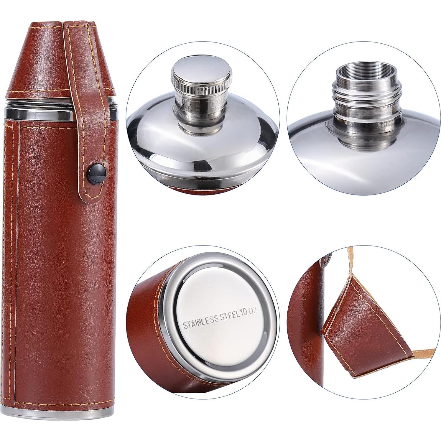 Frasco de Cadera GENNISSY 295ml Acero Inoxidable Marrón con Embudo y Copas