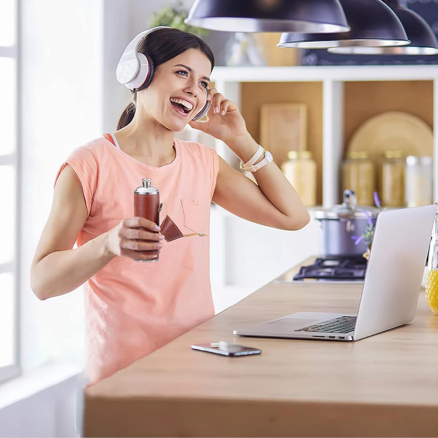 Frasco de Cadera GENNISSY 295ml Acero Inoxidable Marrón con Embudo y Copas