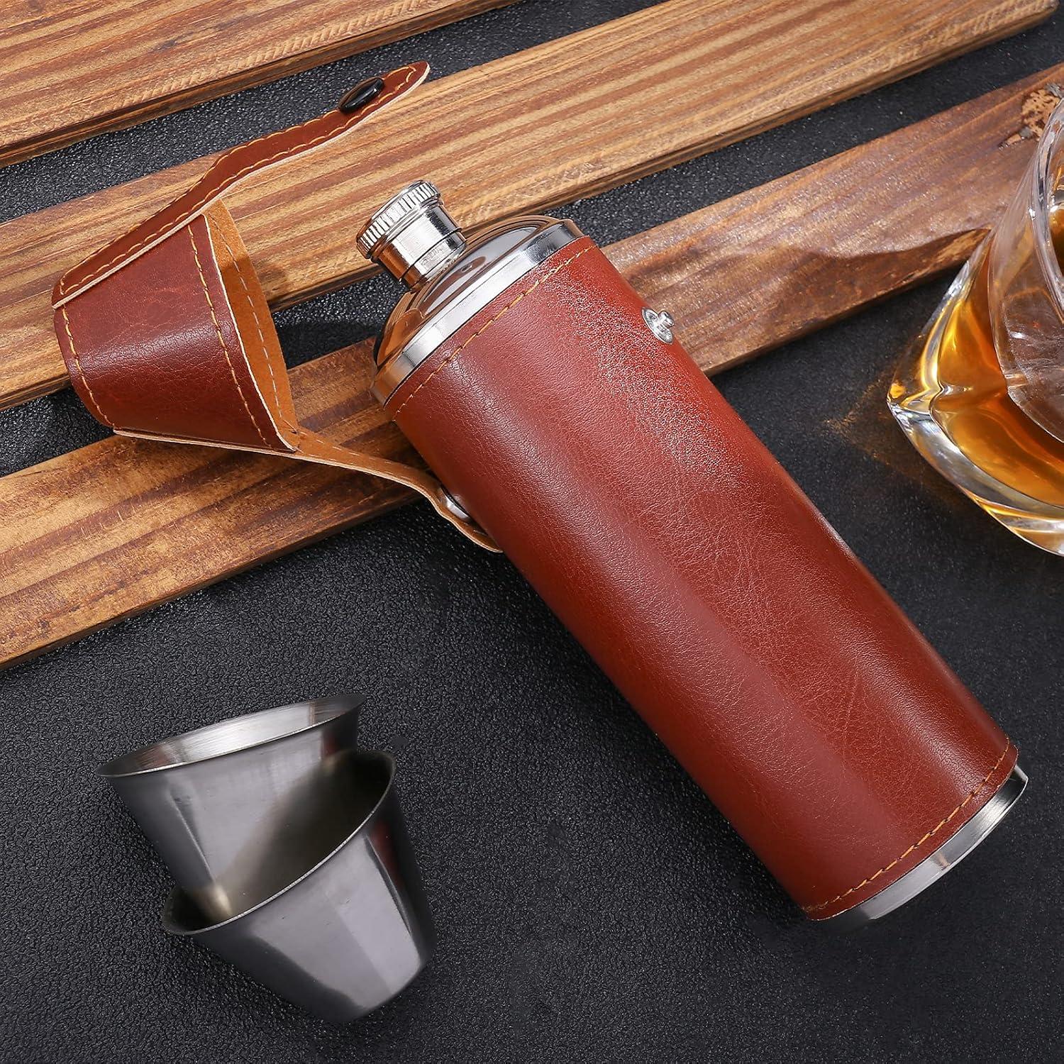 Frasco de Cadera GENNISSY 295ml Acero Inoxidable Marrón con Embudo y Copas