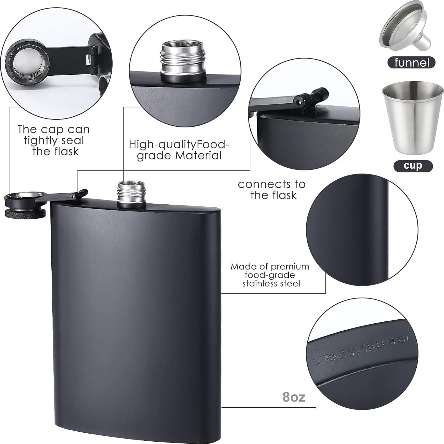 Frascos de Cadera ROMROC 2 Pack Acero Inoxidable 240 ml Mate