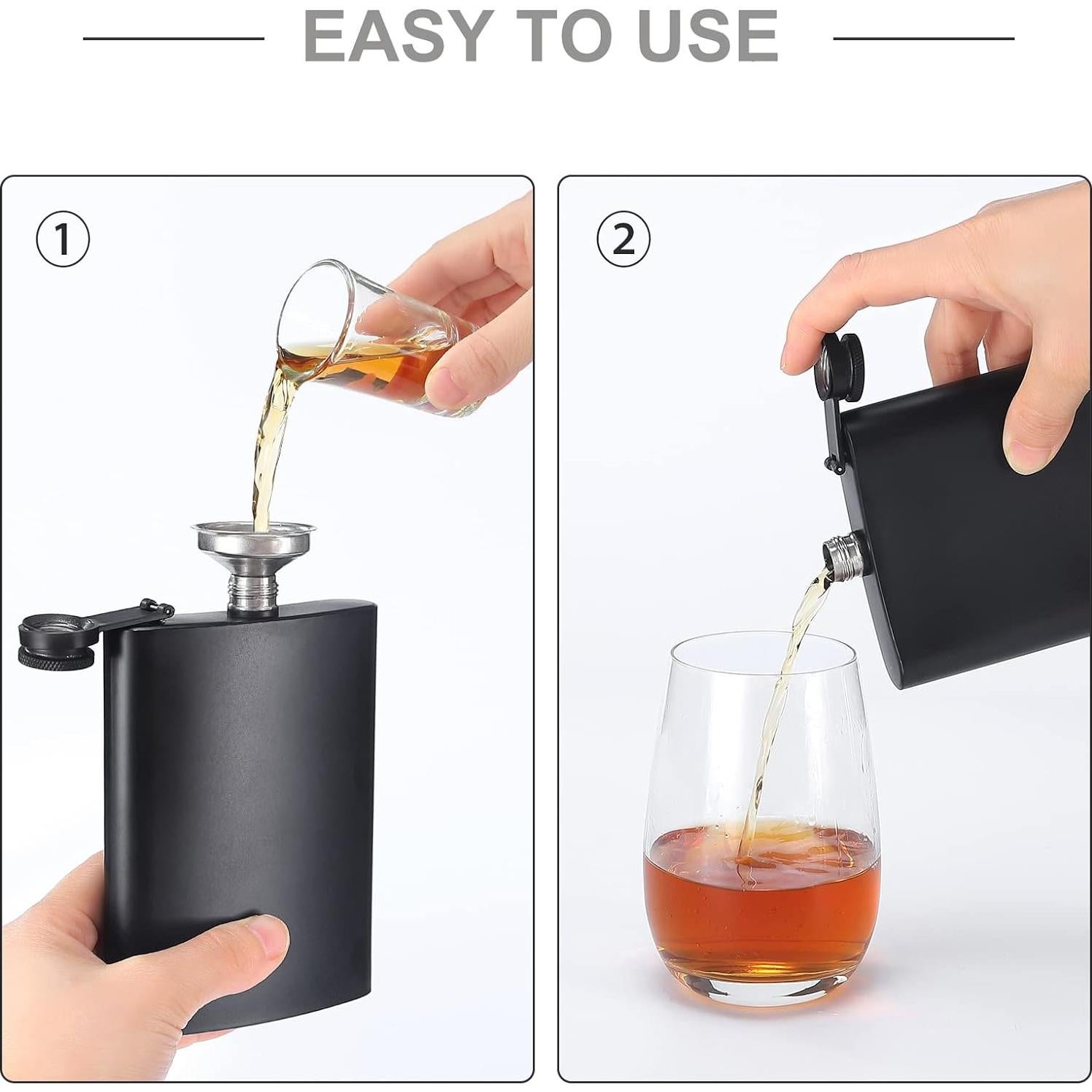 Frascos de Cadera ROMROC 2 Pack Acero Inoxidable 240 ml Mate