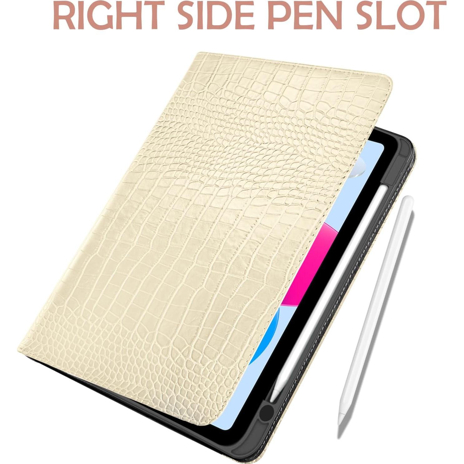 Funda de Cuero TPU para iPad 11" y 10.9" Deokke - Blanco Crema