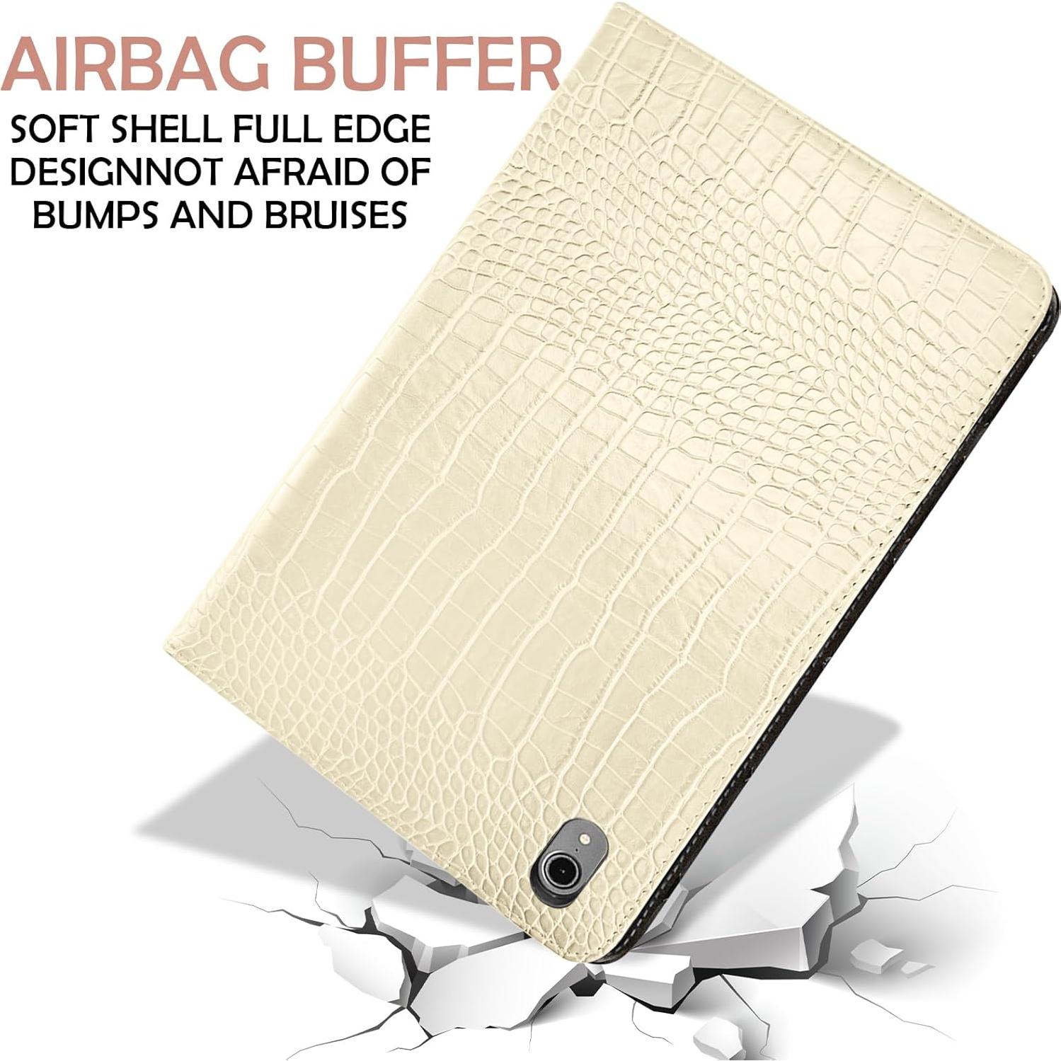 Funda de Cuero TPU para iPad 11" y 10.9" Deokke - Blanco Crema